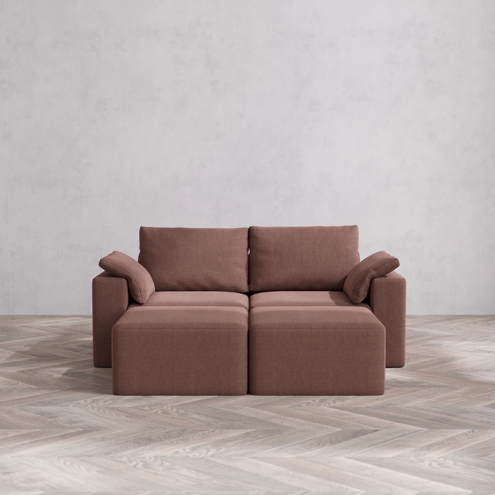 Slipcover Only - Modular Washable 2-Seater Lounge Cloud + Bolster Sofa Sectional in Sumac