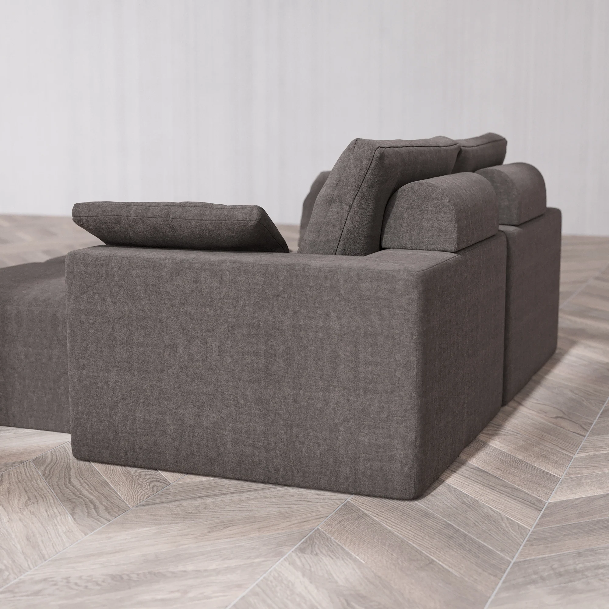 Slipcover Only - Modular Washable 2-Seater Lounge Cloud + Bolster Sofa Sectional in Truffle - Image 5