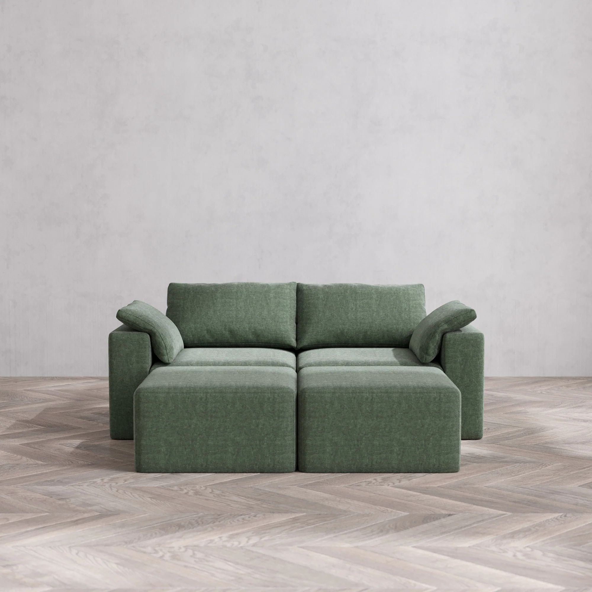 Slipcover Only - Modular Washable 2-Seater Lounge Cloud Sofa Sectional in Sage