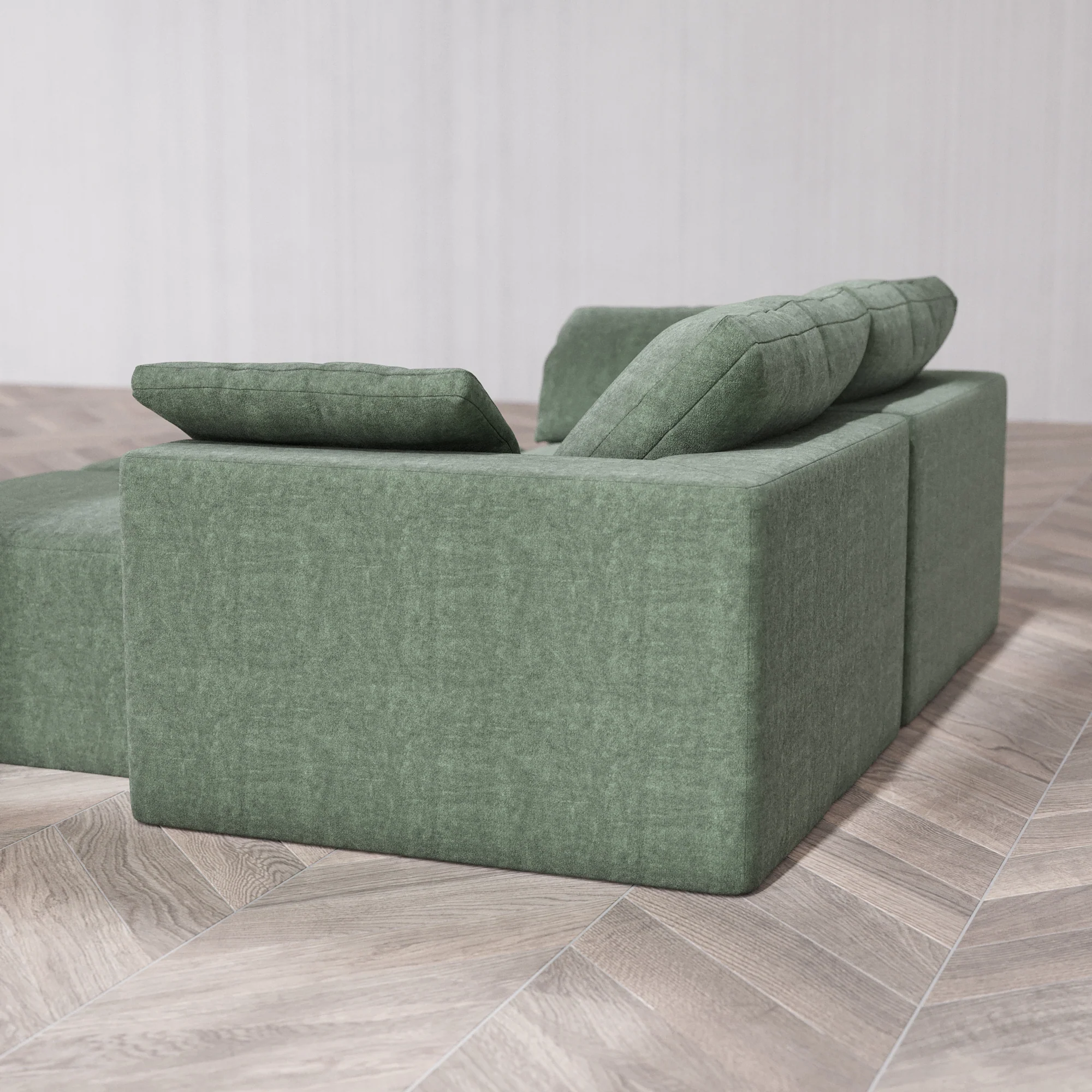 Slipcover Only - Modular Washable 2-Seater Lounge Cloud Sofa Sectional in Sage - Image 5