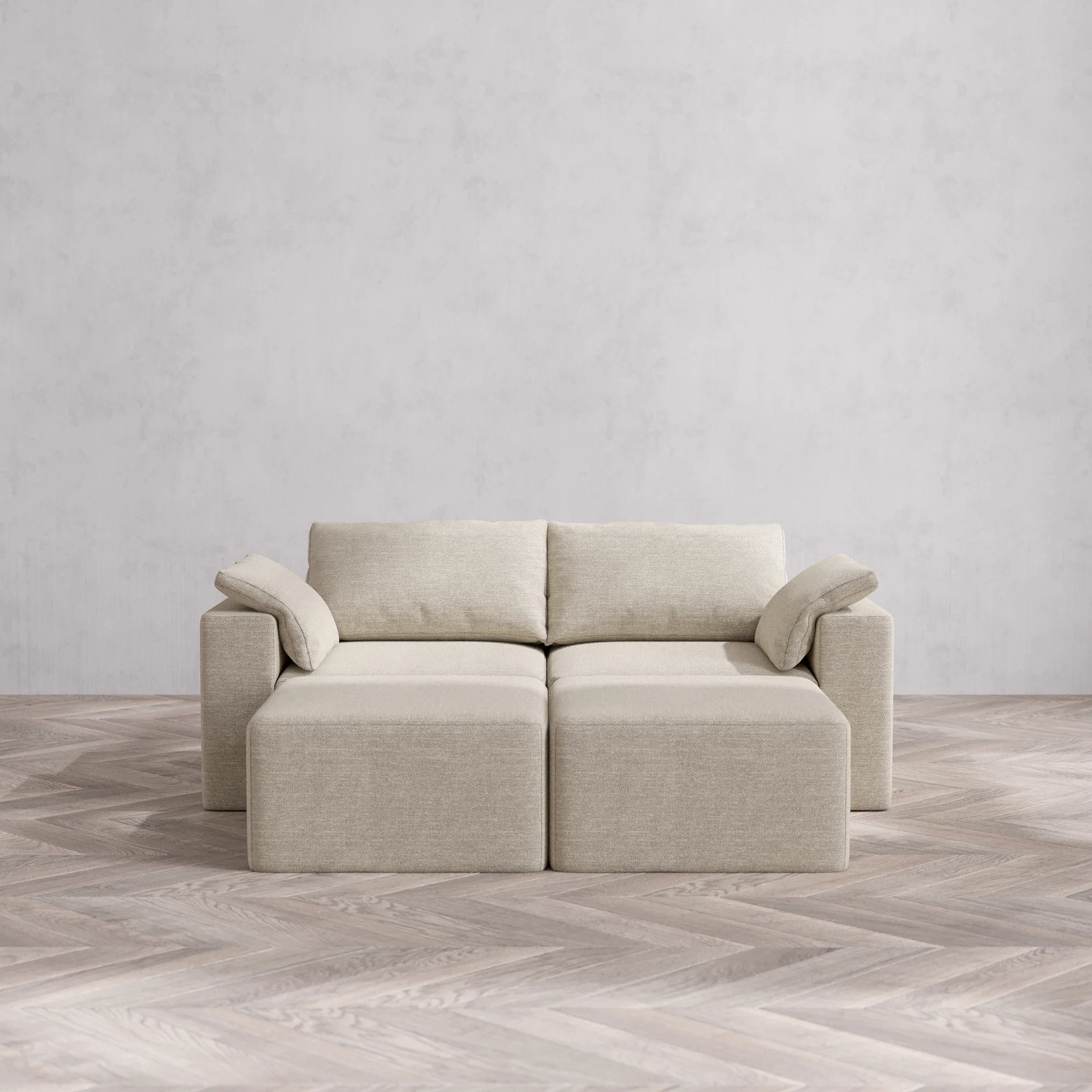Slipcover Only - Modular Washable 2-Seater Lounge Cloud Sofa Sectional in Sandstone