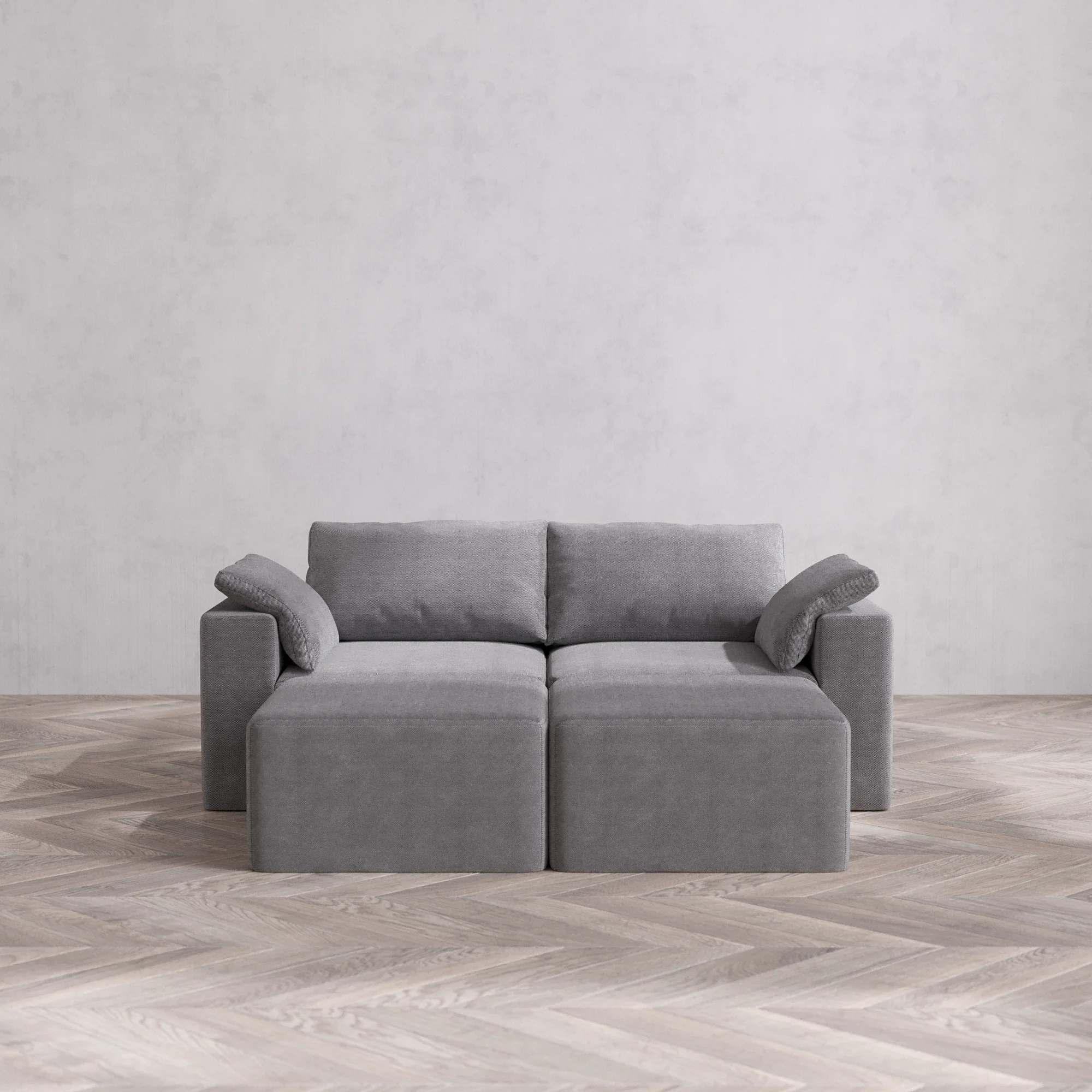 Slipcover Only - Modular Washable 2-Seater Lounge Cloud Sofa Sectional in Slate