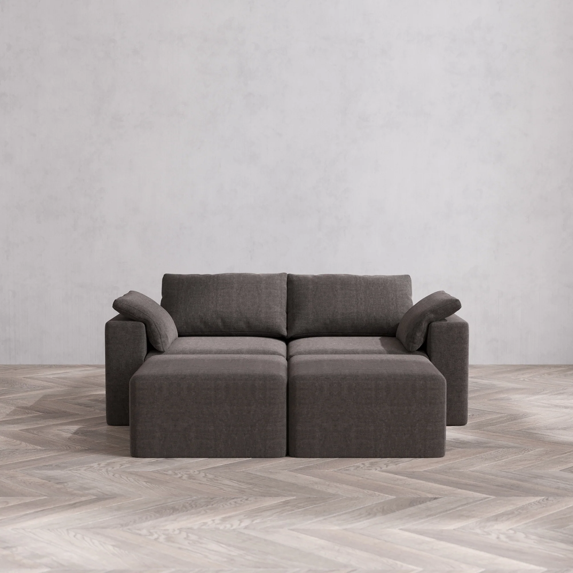 Slipcover Only - Modular Washable 2-Seater Lounge Cloud Sofa Sectional in Truffle