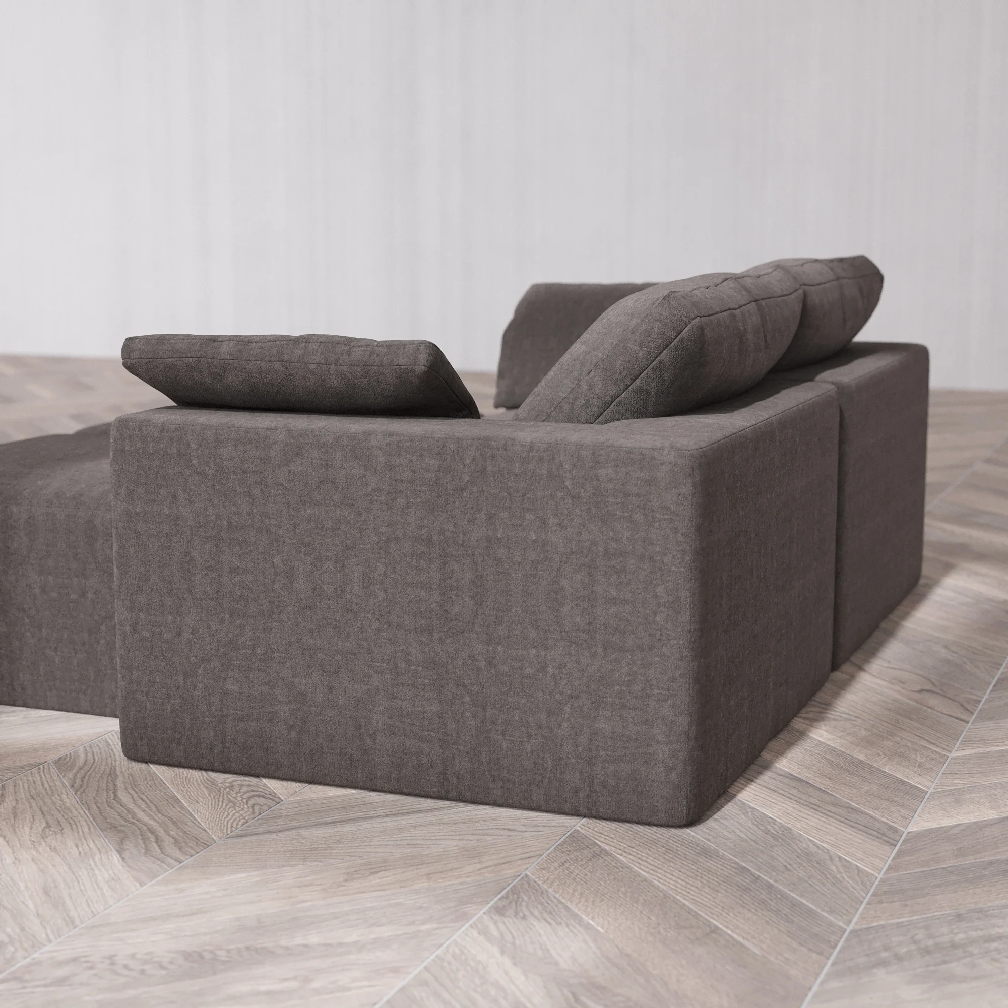 Slipcover Only - Modular Washable 2-Seater Lounge Cloud Sofa Sectional in Truffle - Image 5