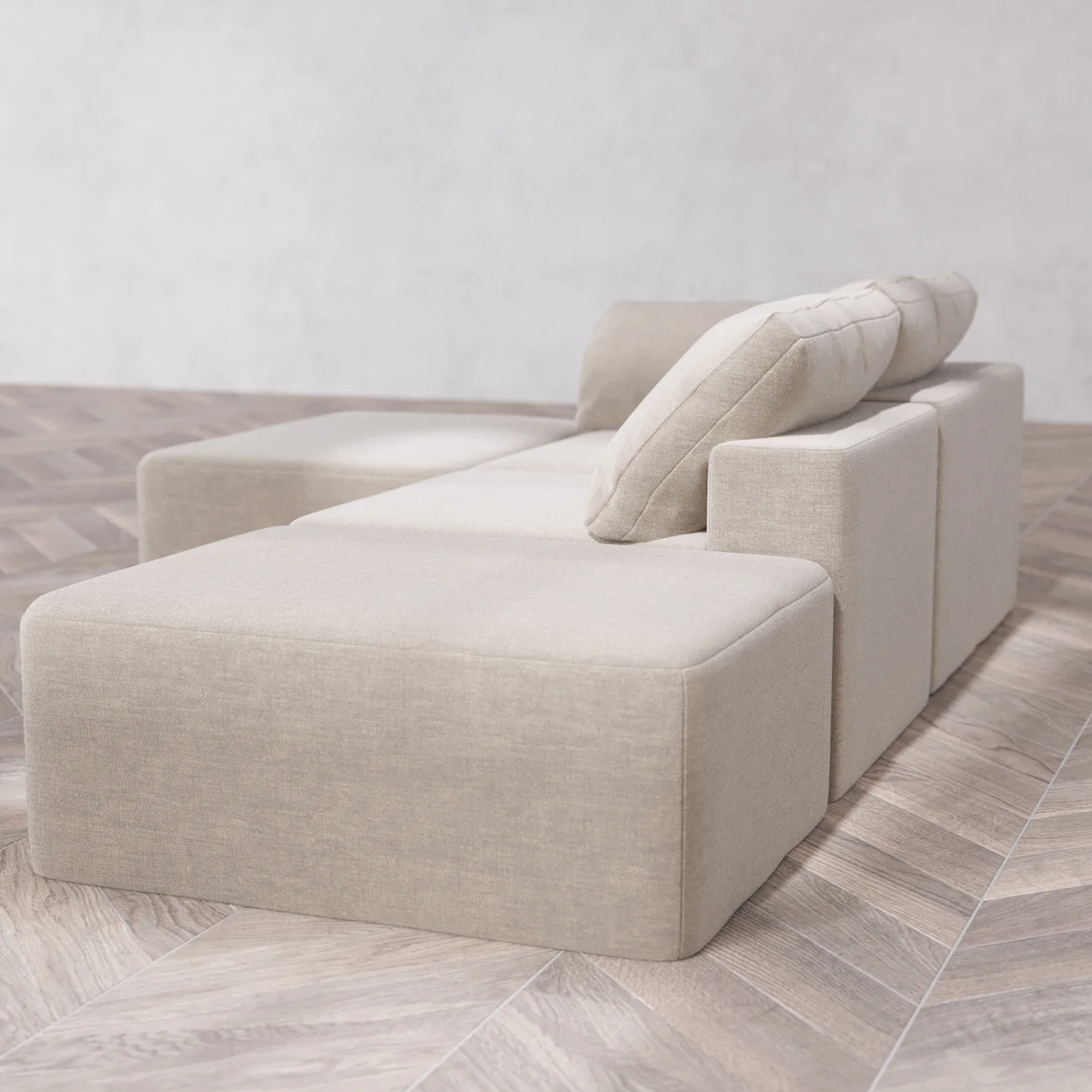 Slipcover Only - Modular Washable 2-Seater Open End Chaise Sectional Cloud Sofa in Caraway | Left-Facing Arm - Image 5