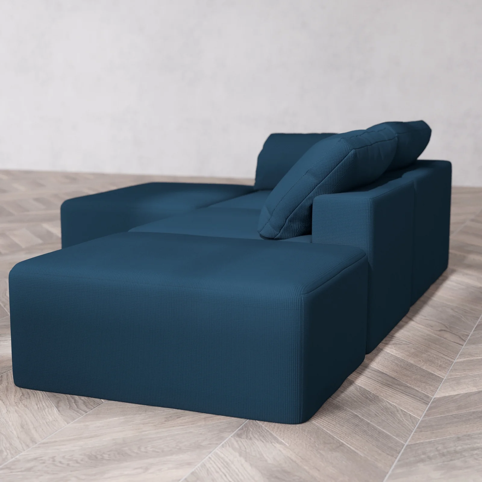 Slipcover Only - Modular Washable 2-Seater Open End Chaise Sectional Cloud Sofa in Lazuli | Left-Facing Arm - Image 5