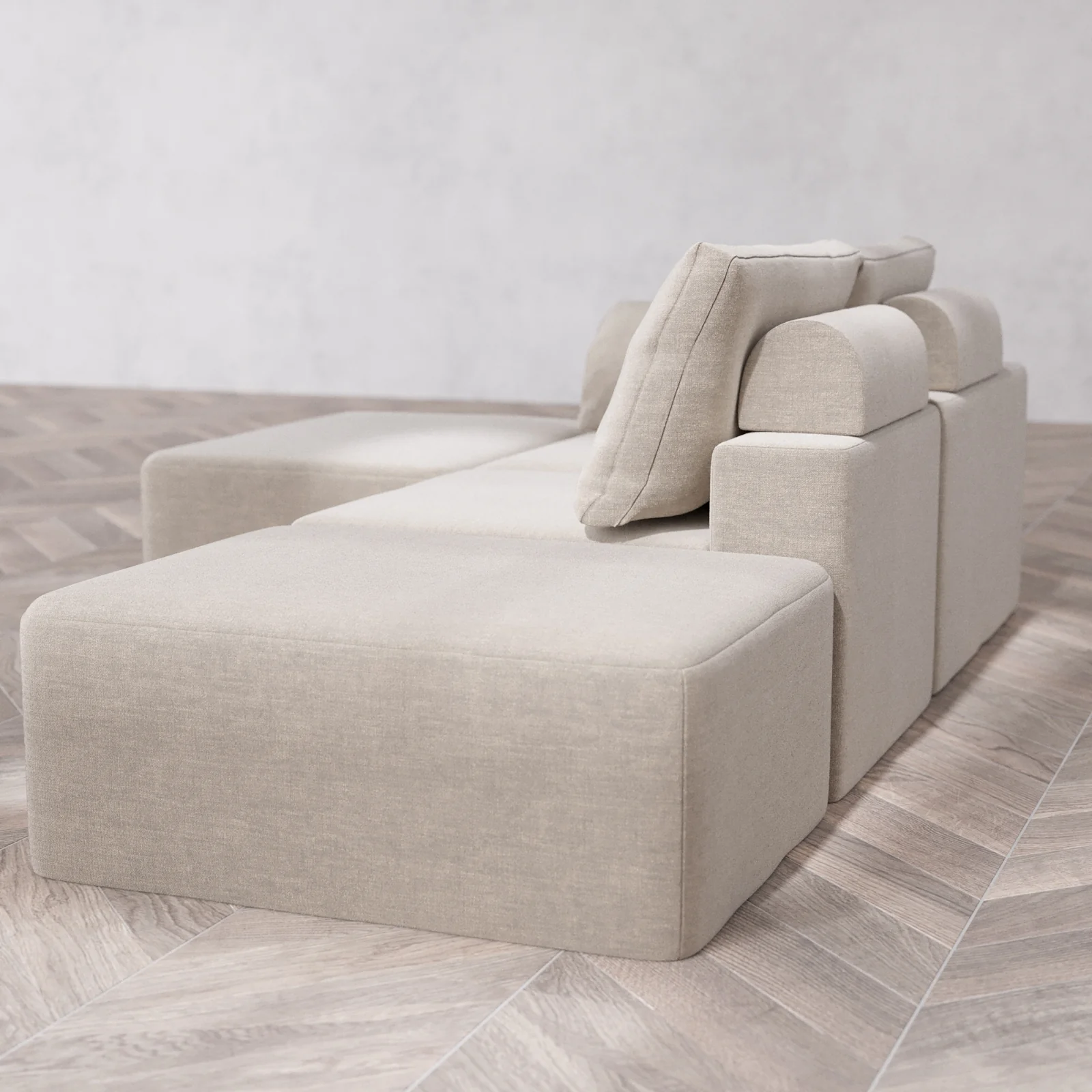 Slipcover Only - Modular Washable 2-Seater Open End Chaise Sectional Cloud + Bolster Sofa in Caraway | Left-Facing Arm - Image 5