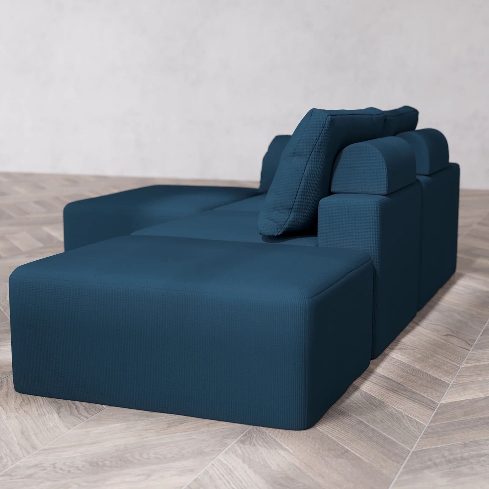 Slipcover Only - Modular Washable 2-Seater Open End Chaise Sectional Cloud + Bolster Sofa in Lazuli | Left-Facing Arm - Image 5