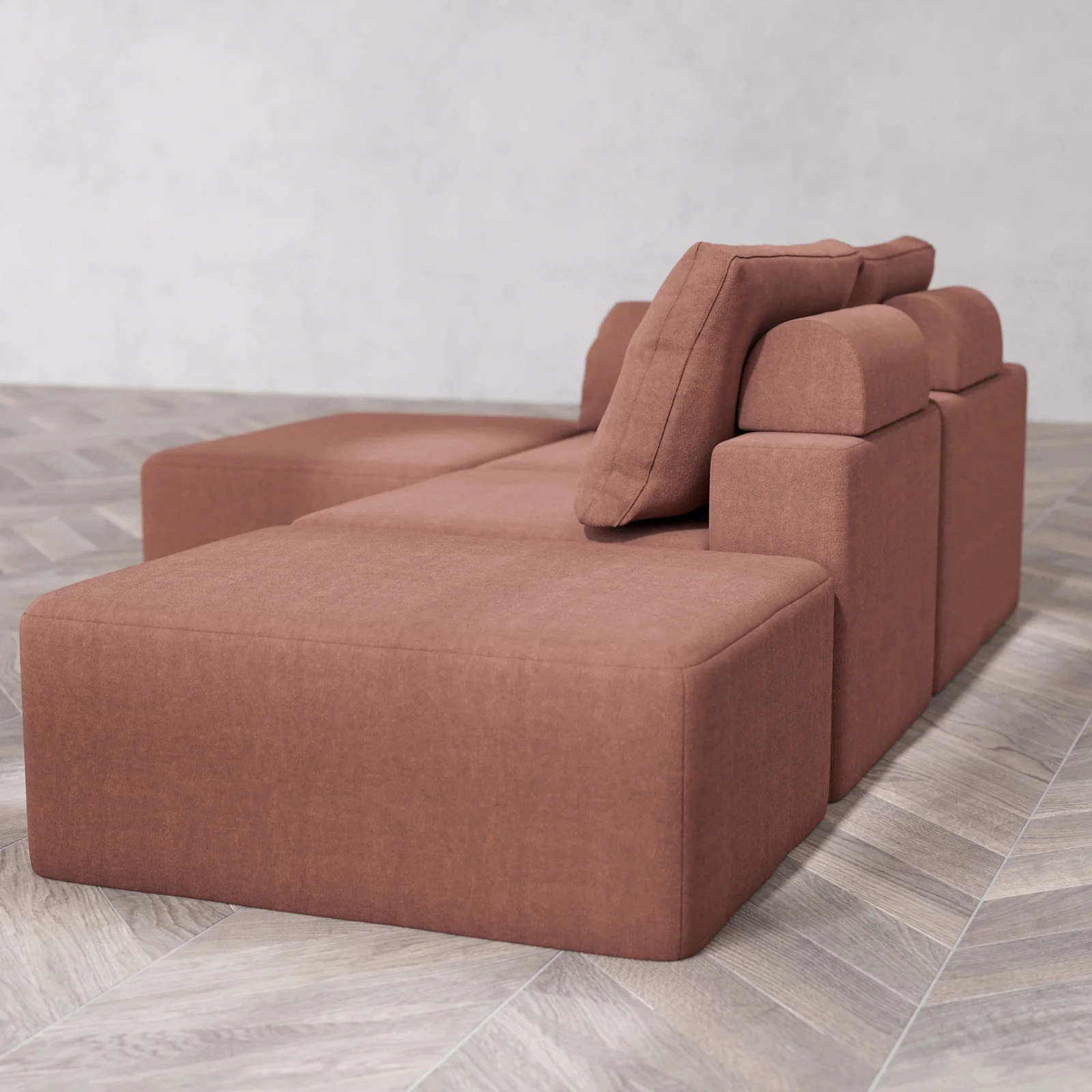 Slipcover Only - Modular Washable 2-Seater Open End Chaise Sectional Cloud + Bolster Sofa in Sumac | Left-Facing Arm - Image 5