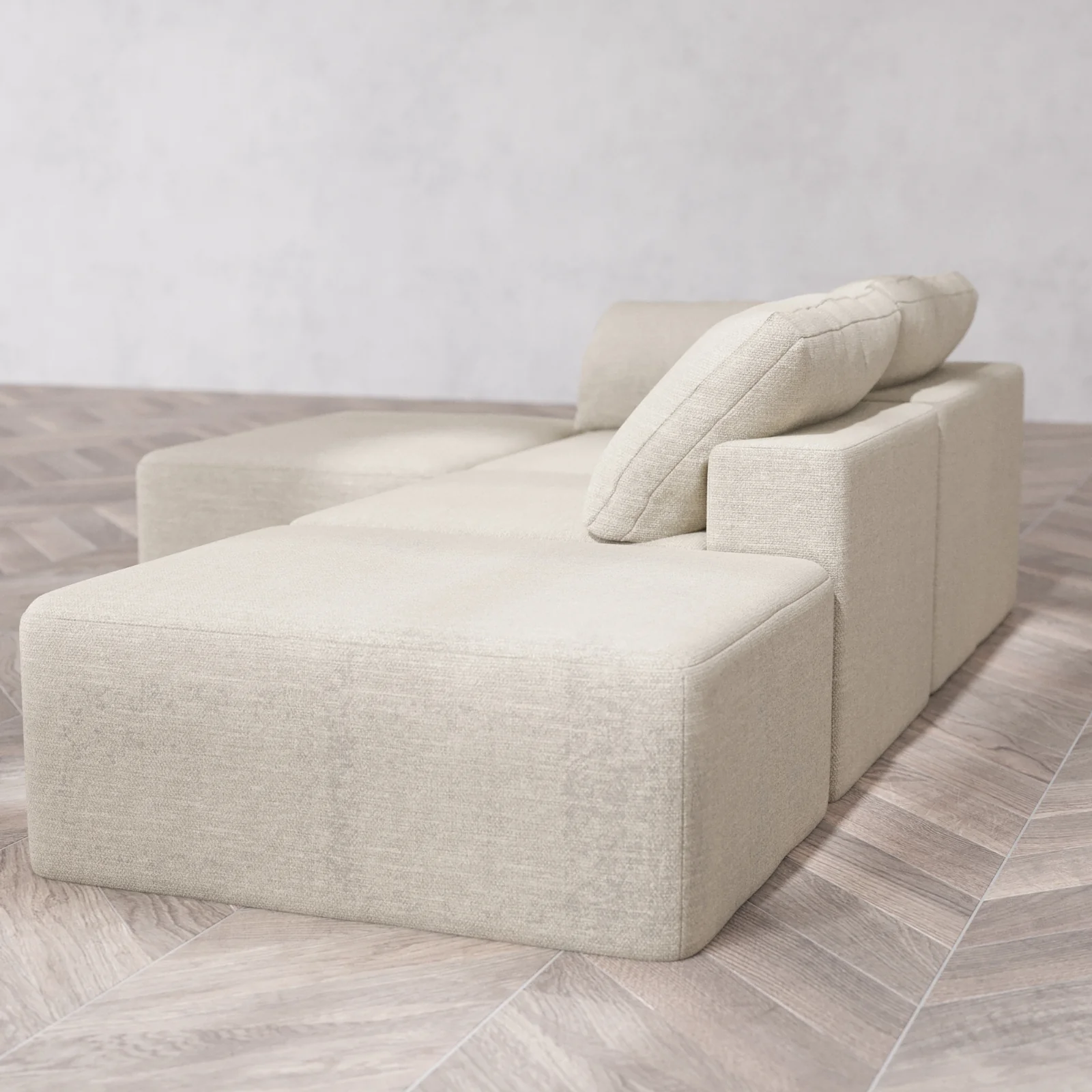 Slipcover Only - Modular Washable 2-Seater Open End Chaise Sectional Cloud Sofa in Sandstone | Left-Facing Arm - Image 5
