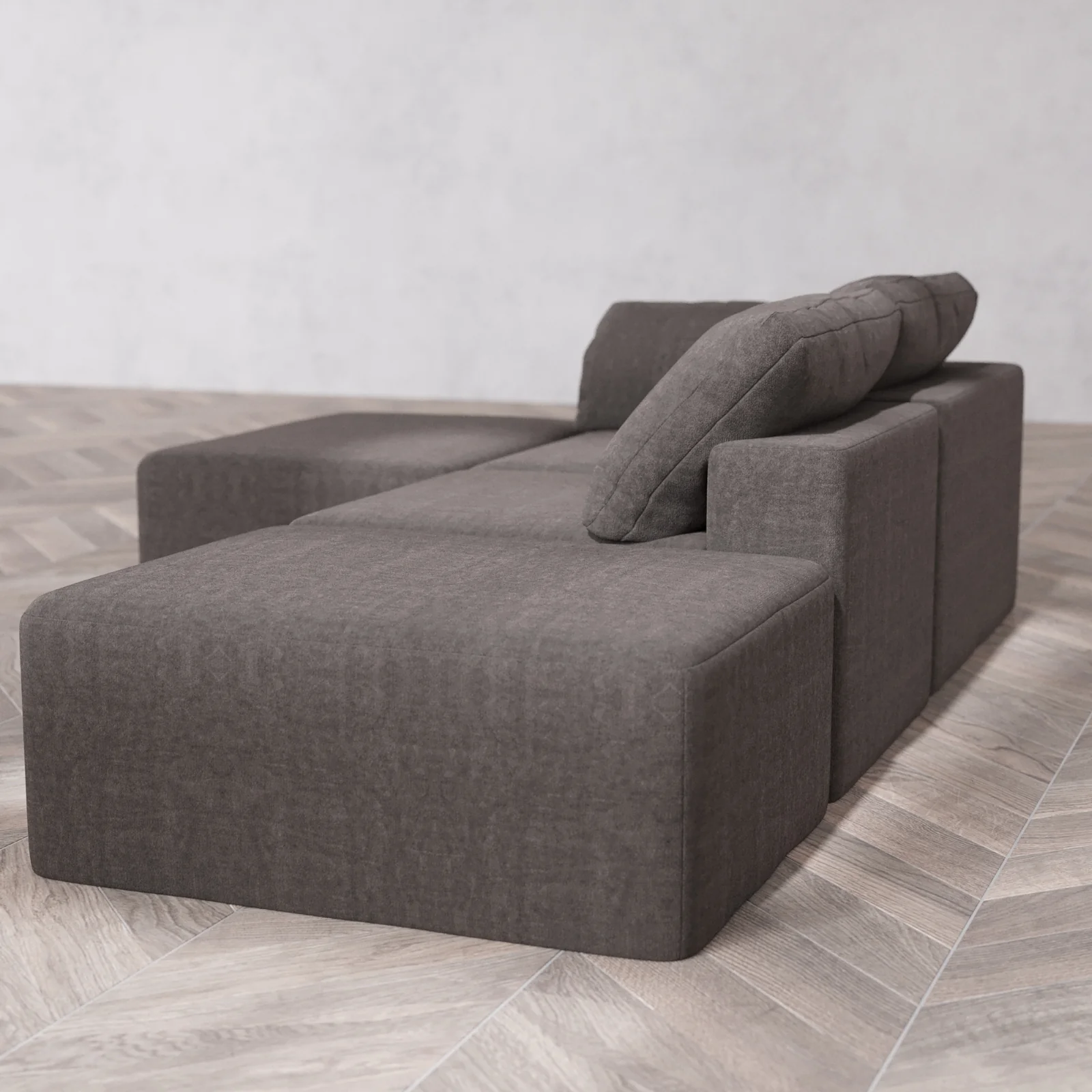 Slipcover Only - Modular Washable 2-Seater Open End Chaise Sectional Cloud Sofa in Truffle | Left-Facing Arm - Image 5