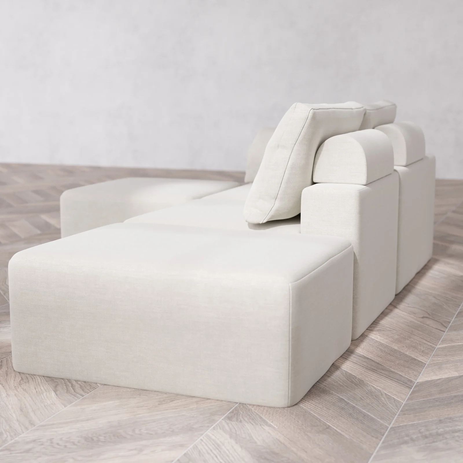 Slipcover Only - Modular Washable 2-Seater Open End Sectional Cloud + Bolster Sofa in Cashew | Left-Facing Arm - Image 5