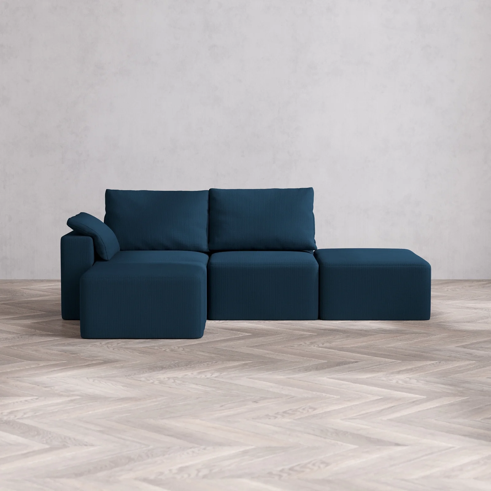 Slipcover Only - Modular Washable 2-Seater Open End Sectional Cloud + Bolster Sofa in Lazuli | Left-Facing Arm