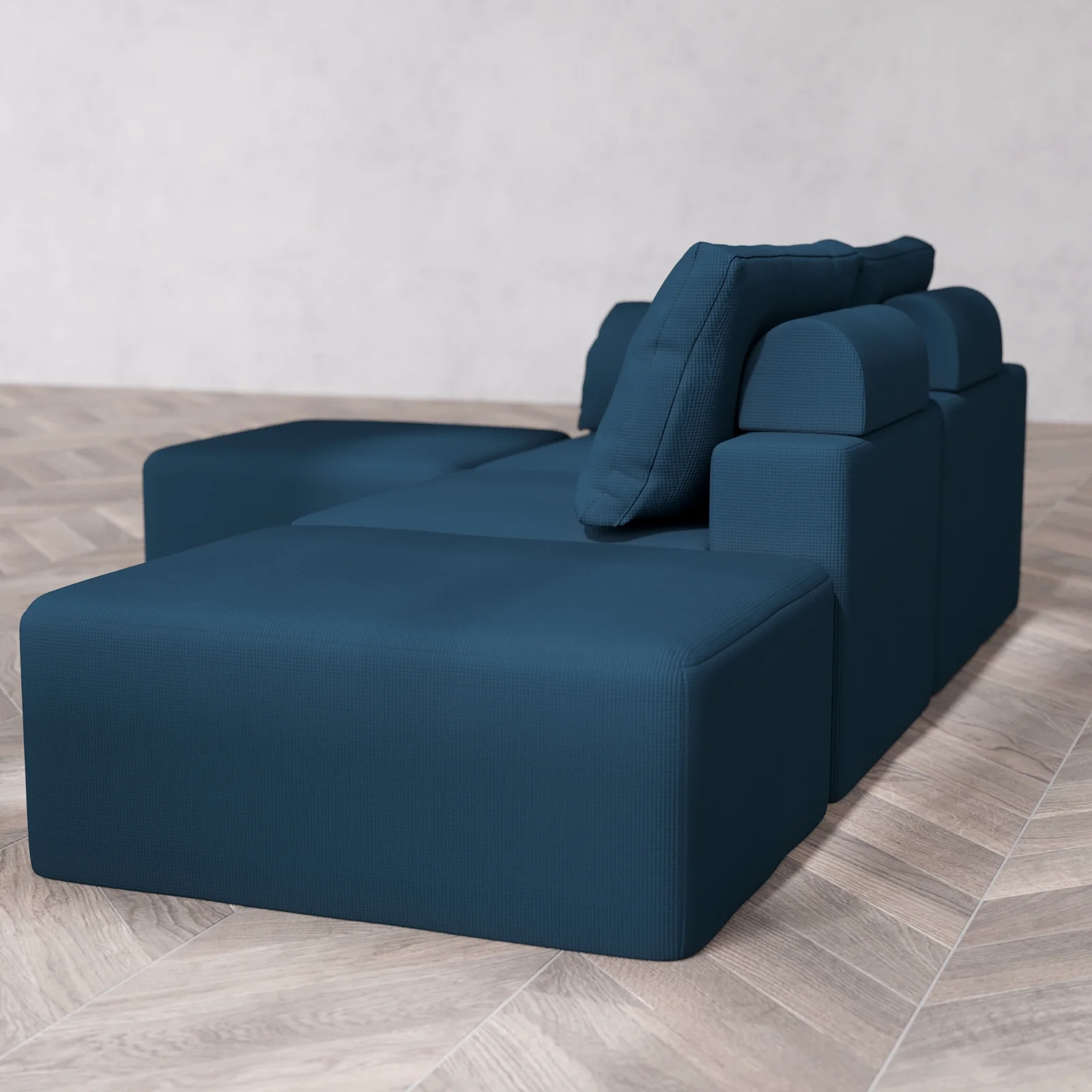 Slipcover Only - Modular Washable 2-Seater Open End Sectional Cloud + Bolster Sofa in Lazuli | Left-Facing Arm - Image 5