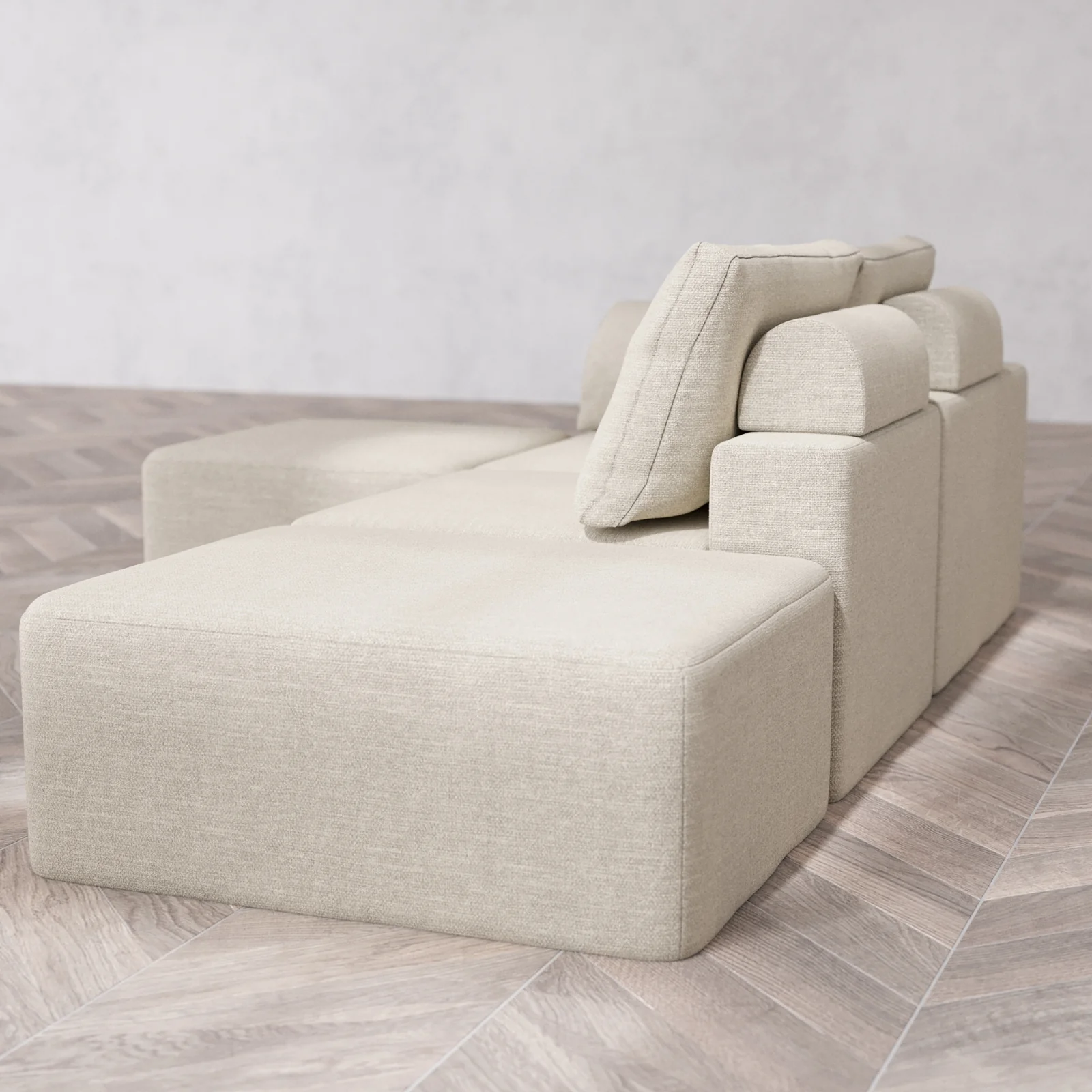 Slipcover Only - Modular Washable 2-Seater Open End Sectional Cloud + Bolster Sofa in Sandstone | Left-Facing Arm - Image 5