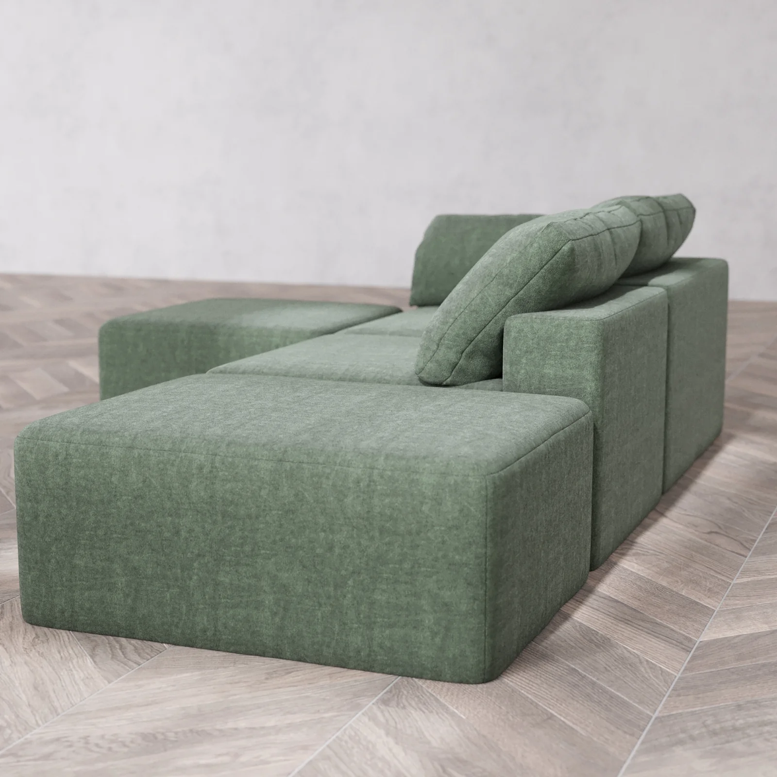 Slipcover Only - Modular Washable 2-Seater Open End Sectional Cloud Sofa in Sage | Left-Facing Arm - Image 5