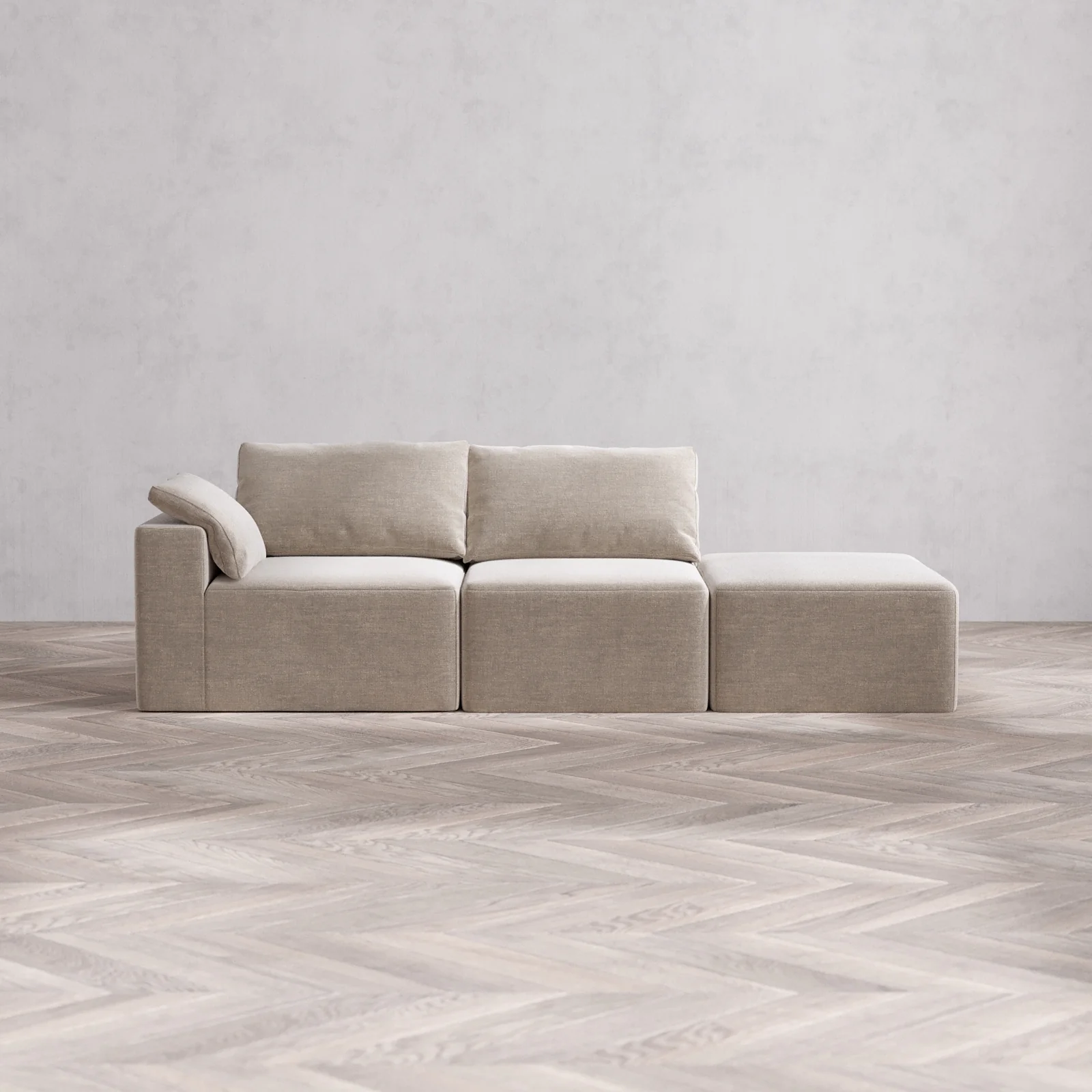 Slipcover Only - Modular Washable 2-Seater Open End Cloud Sofa in Caraway | Left-Facing Arm