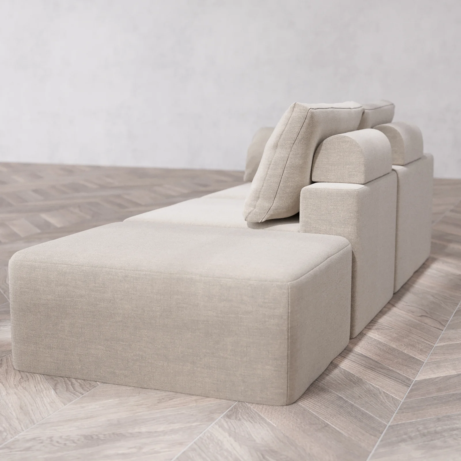 Slipcover Only - Modular Washable 2-Seater Open End Cloud + Bolster Sofa in Caraway | Left-Facing Arm - Image 5
