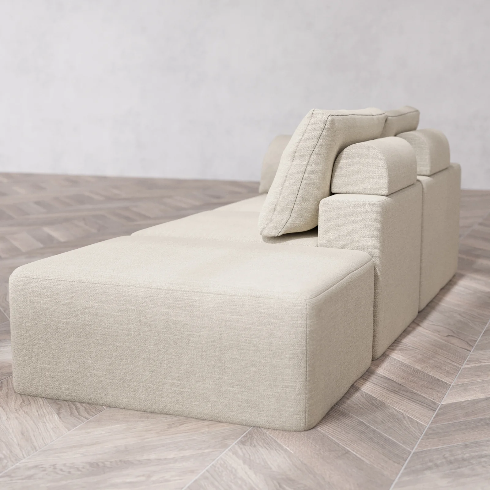 Slipcover Only - Modular Washable 2-Seater Open End Cloud + Bolster Sofa in Sandstone | Left-Facing Arm - Image 5