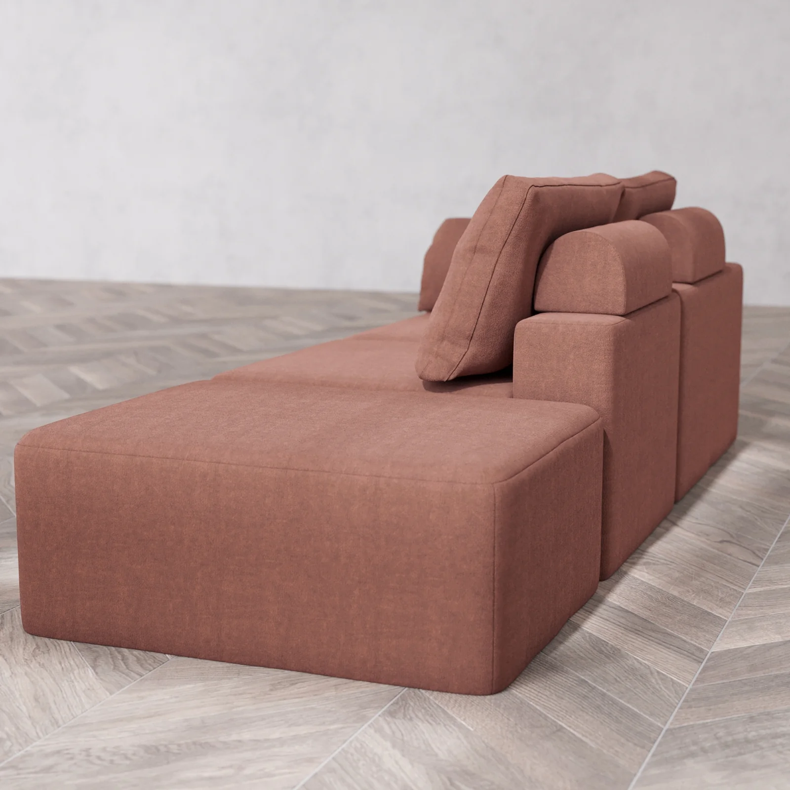 Slipcover Only - Modular Washable 2-Seater Open End Cloud + Bolster Sofa in Sumac | Left-Facing Arm - Image 5