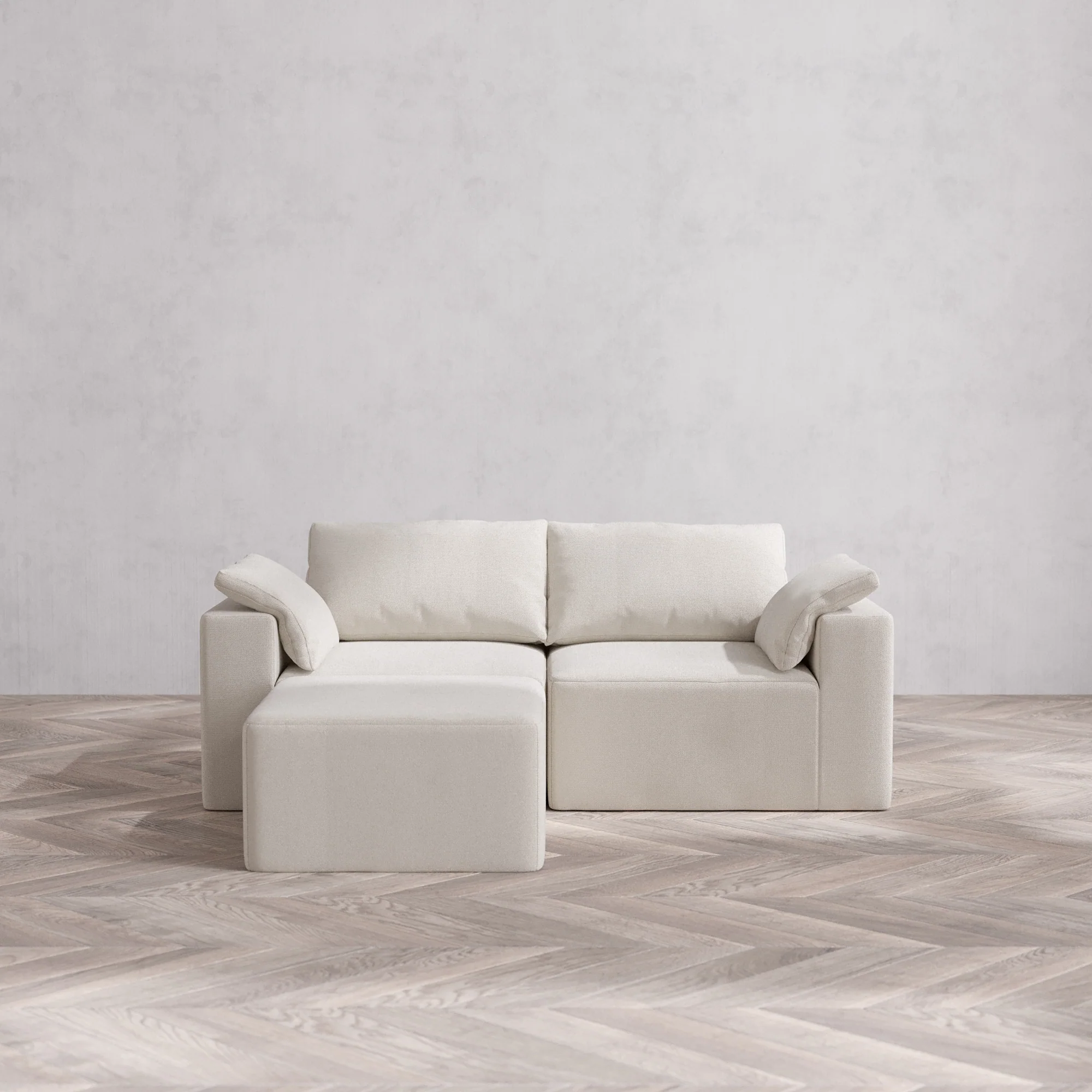 Slipcover Only - Modular Washable 2-Seater Sectional Cloud Sofa in Pearl
