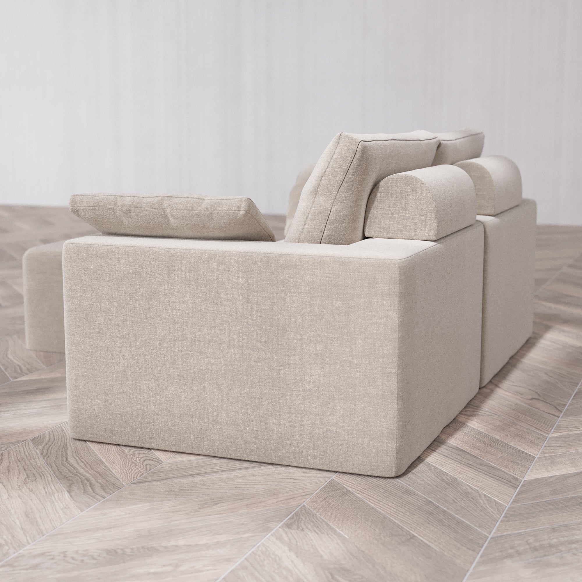 Slipcover Only - Modular Washable 2-Seater Sectional Cloud + Bolster Sofa in Caraway - Image 5