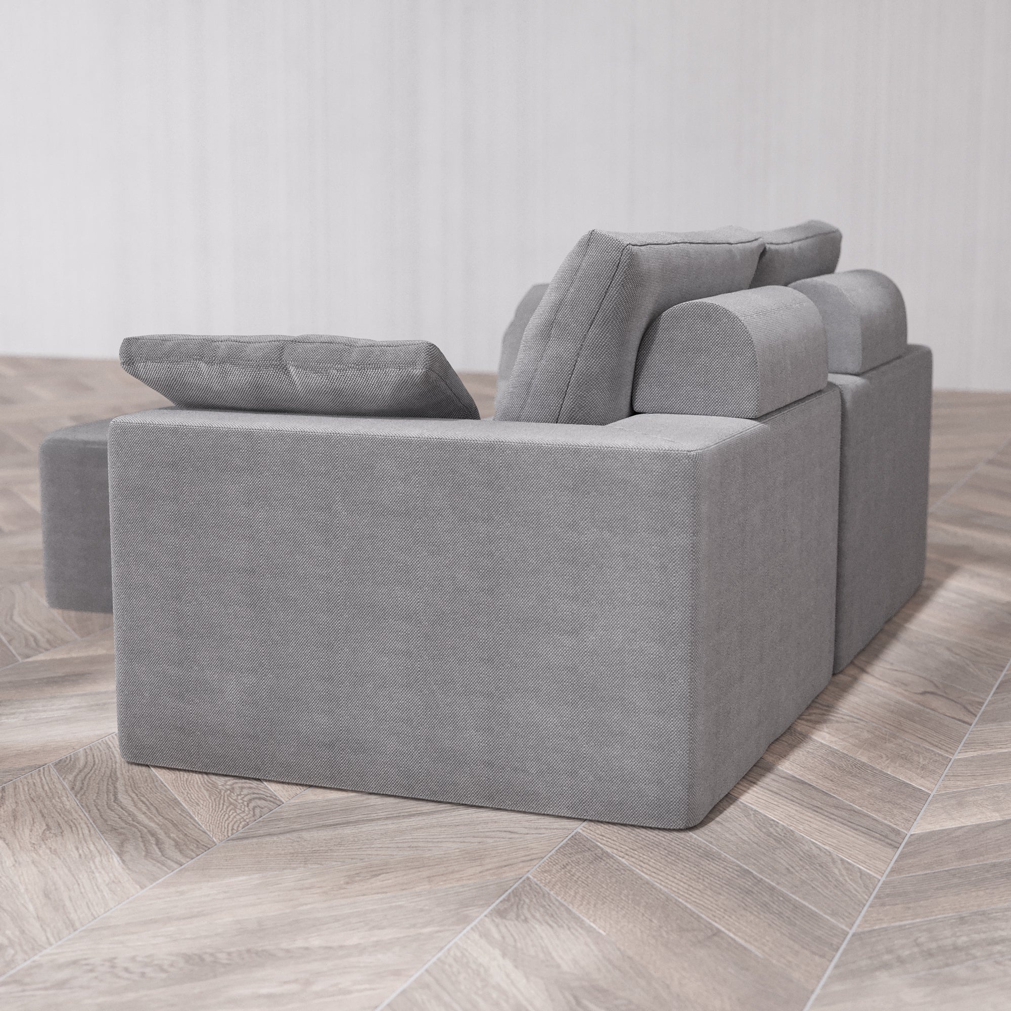 Slipcover Only - Modular Washable 2-Seater Sectional Cloud + Bolster Sofa in Slate - Image 5