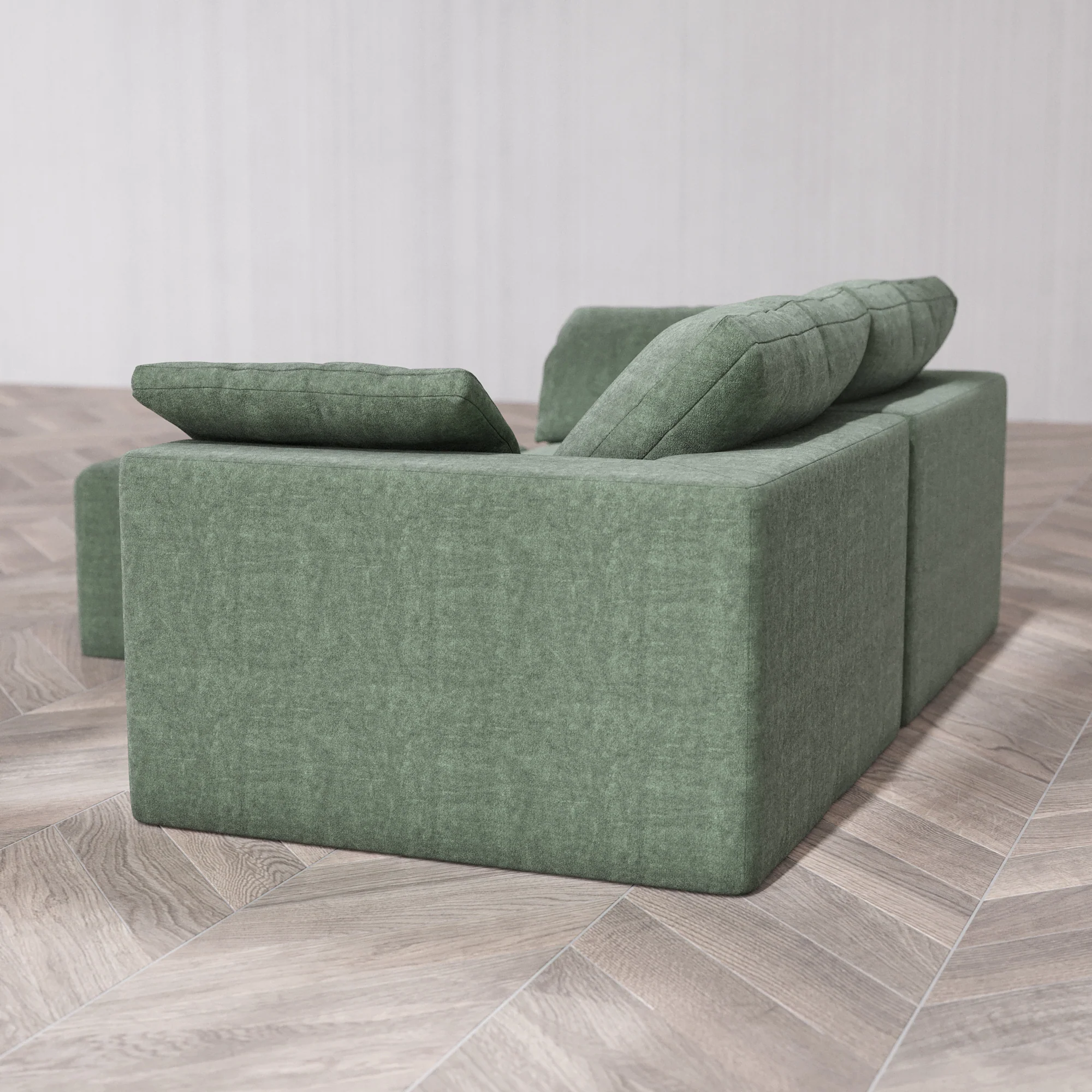 Slipcover Only - Modular Washable 2-Seater Sectional Cloud Sofa in Sage - Image 5
