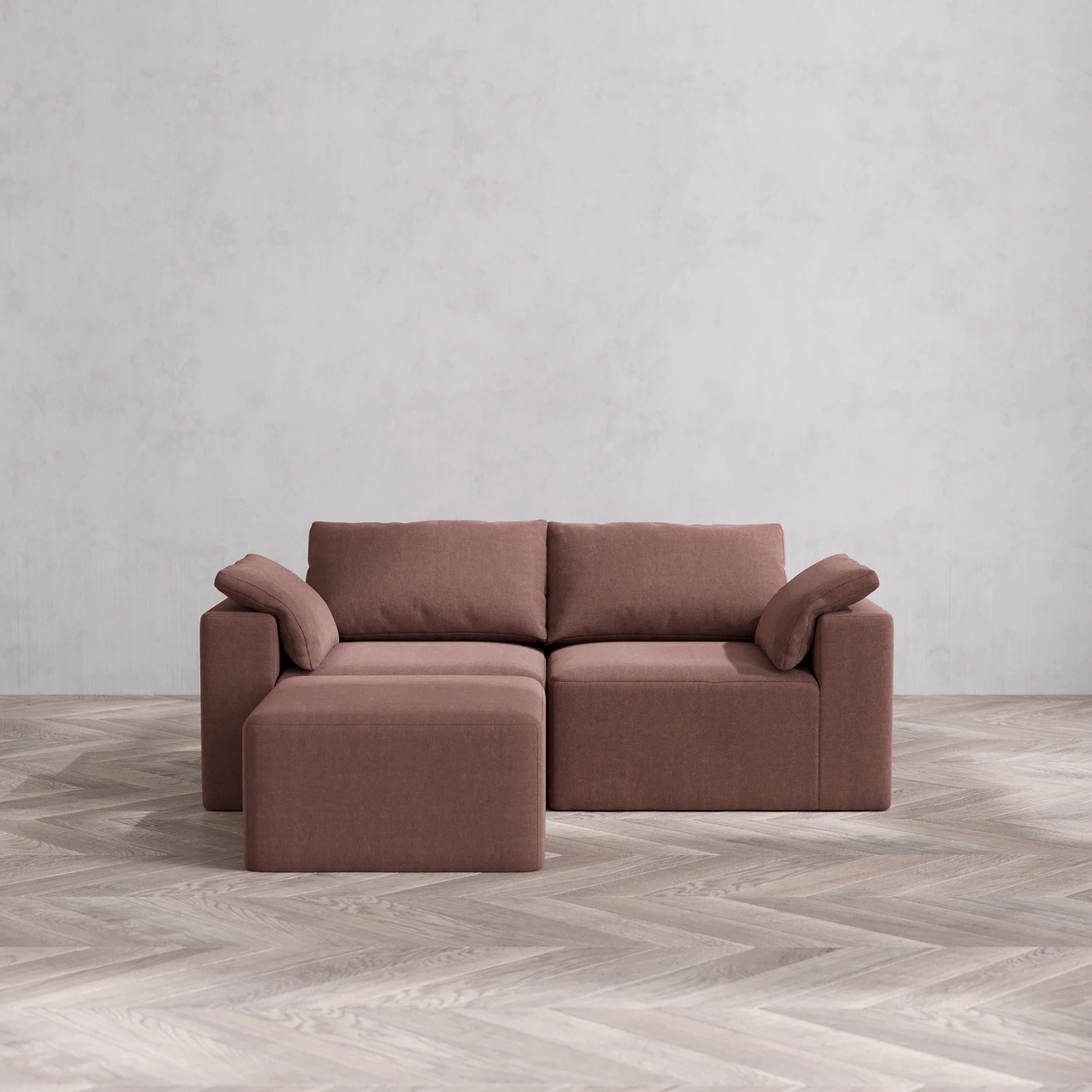 Slipcover Only - Modular Washable 2-Seater Sectional Cloud Sofa in Sumac