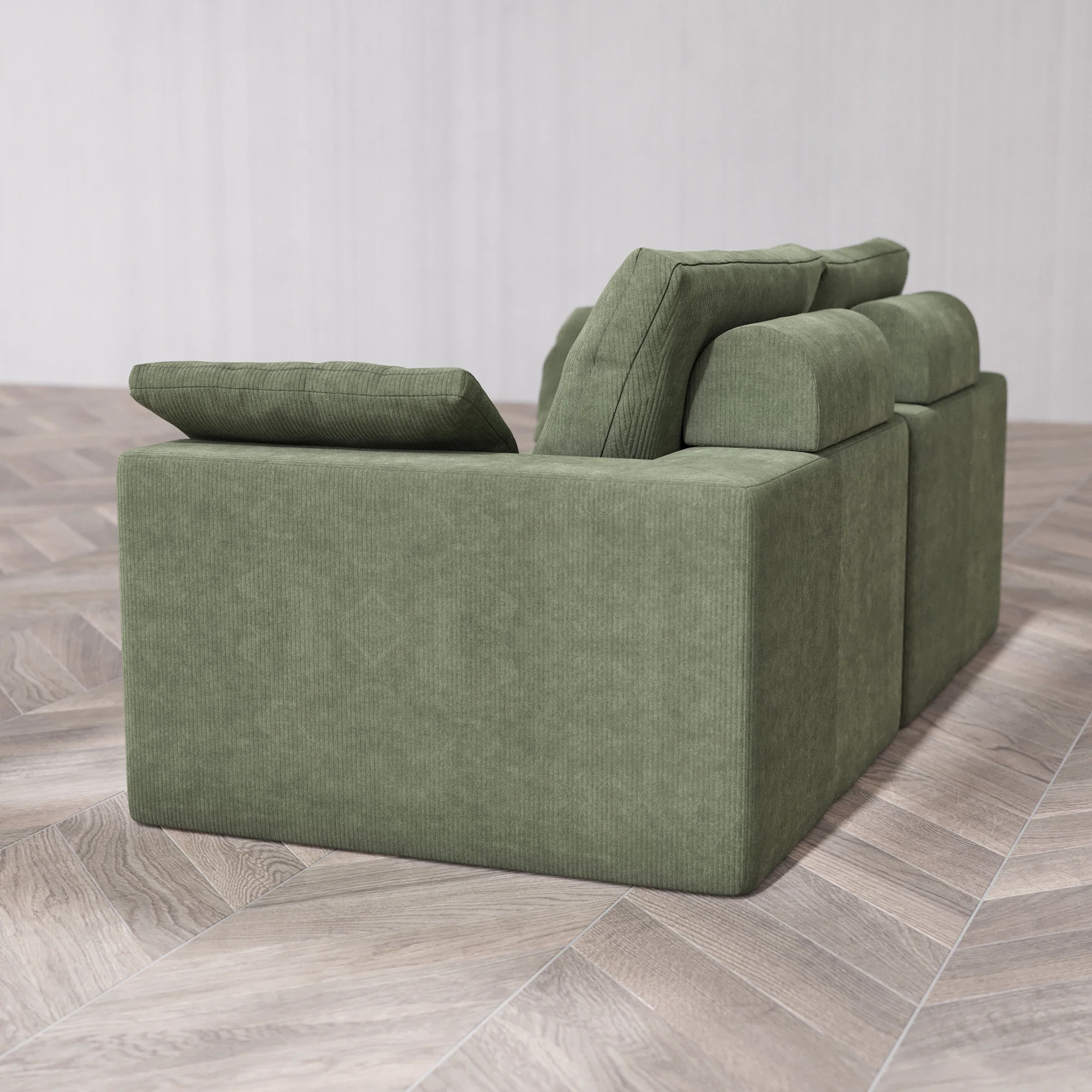 Slipcover Only - Modular Washable 2-Seater Cloud + Bolster Sofa in Juniper - Image 5