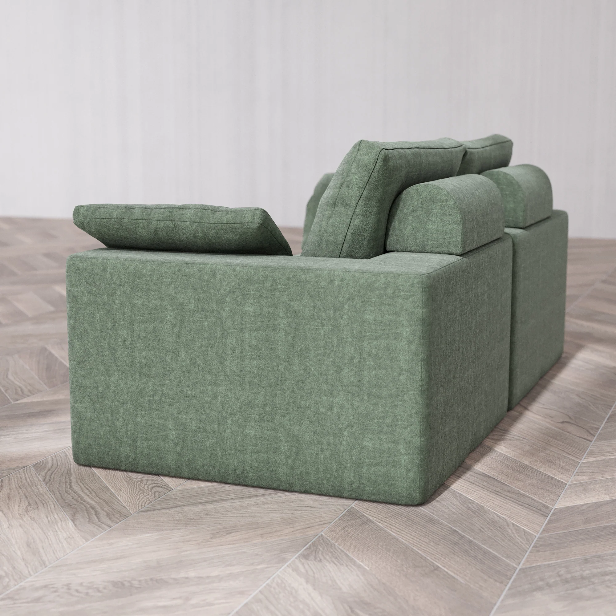 Slipcover Only - Modular Washable 2-Seater Cloud + Bolster Sofa in Sage - Image 5