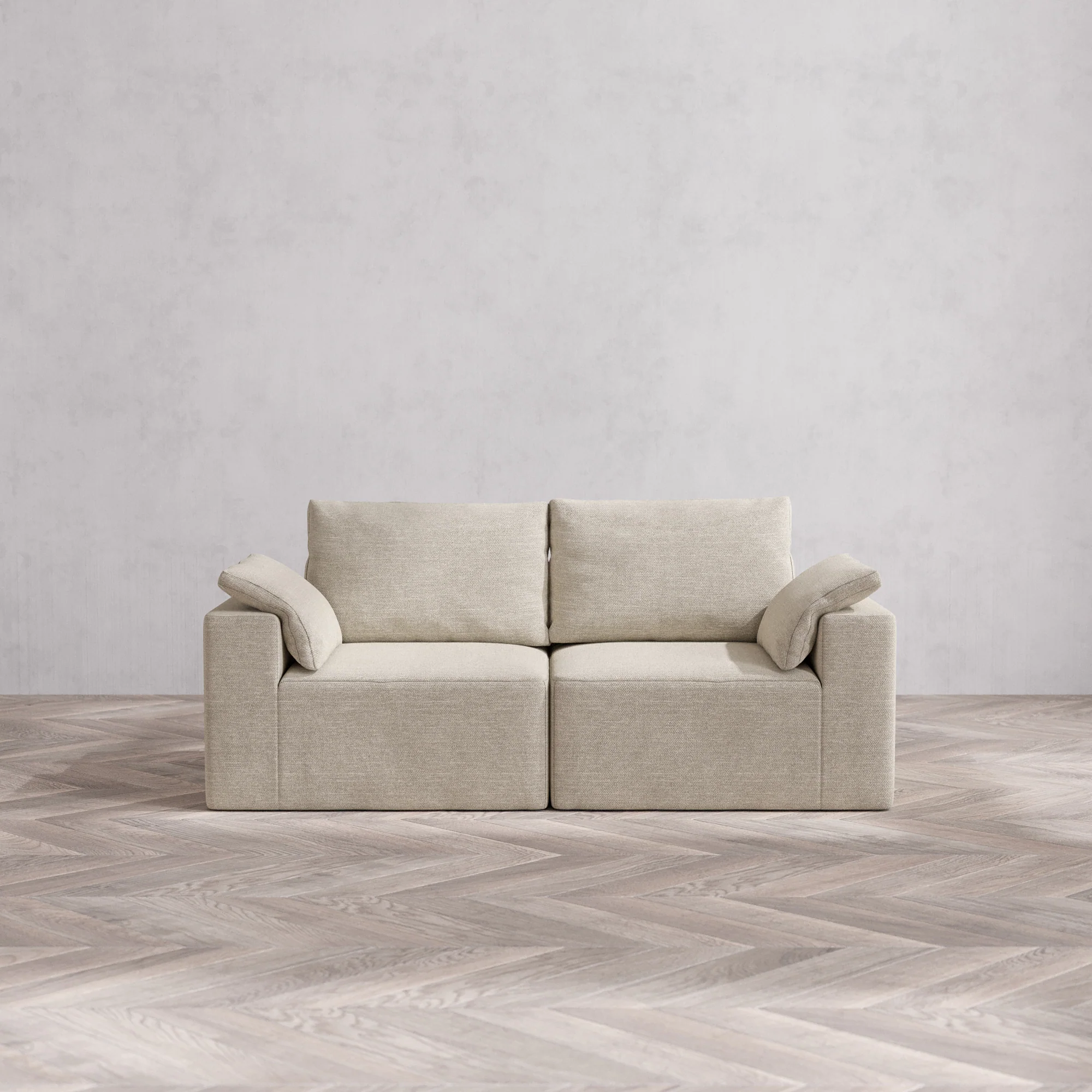 Slipcover Only - Modular Washable 2-Seater Cloud + Bolster Sofa in Sandstone