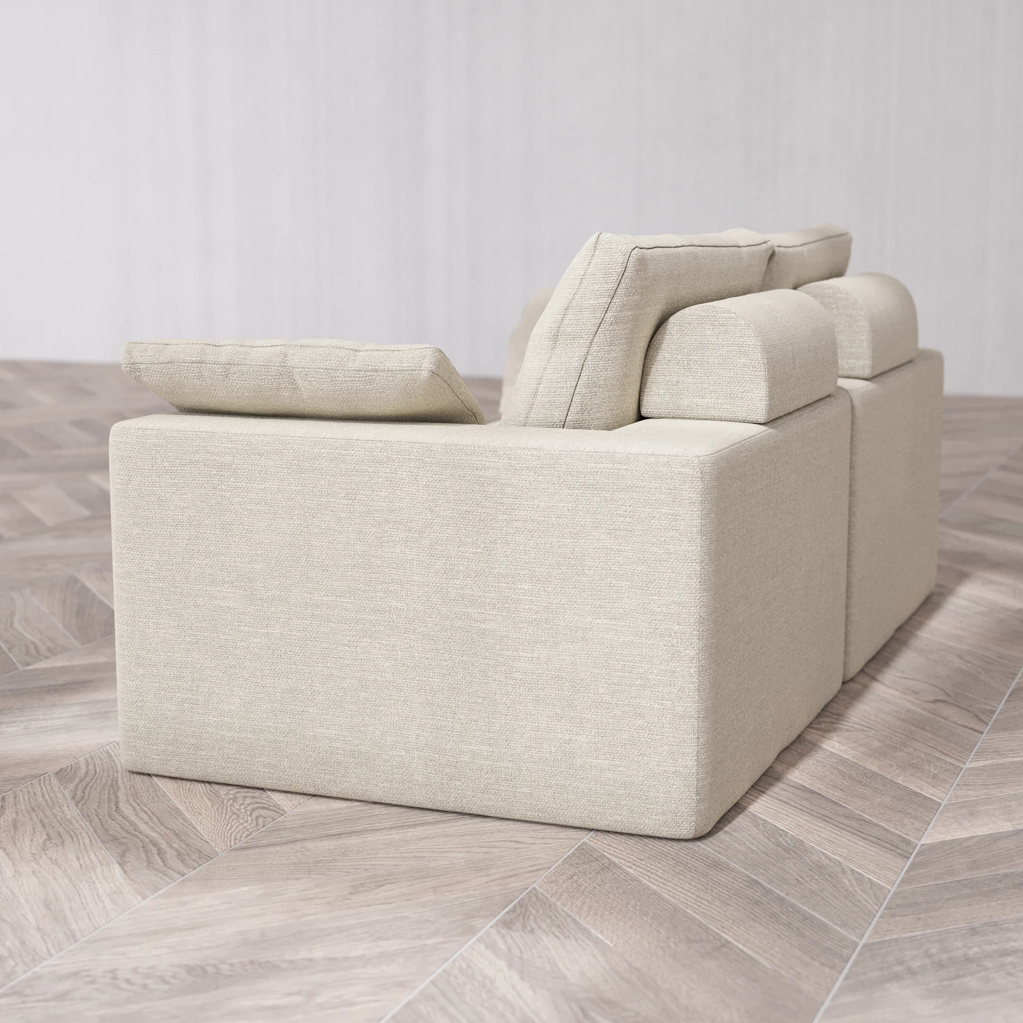 Slipcover Only - Modular Washable 2-Seater Cloud + Bolster Sofa in Sandstone - Image 5