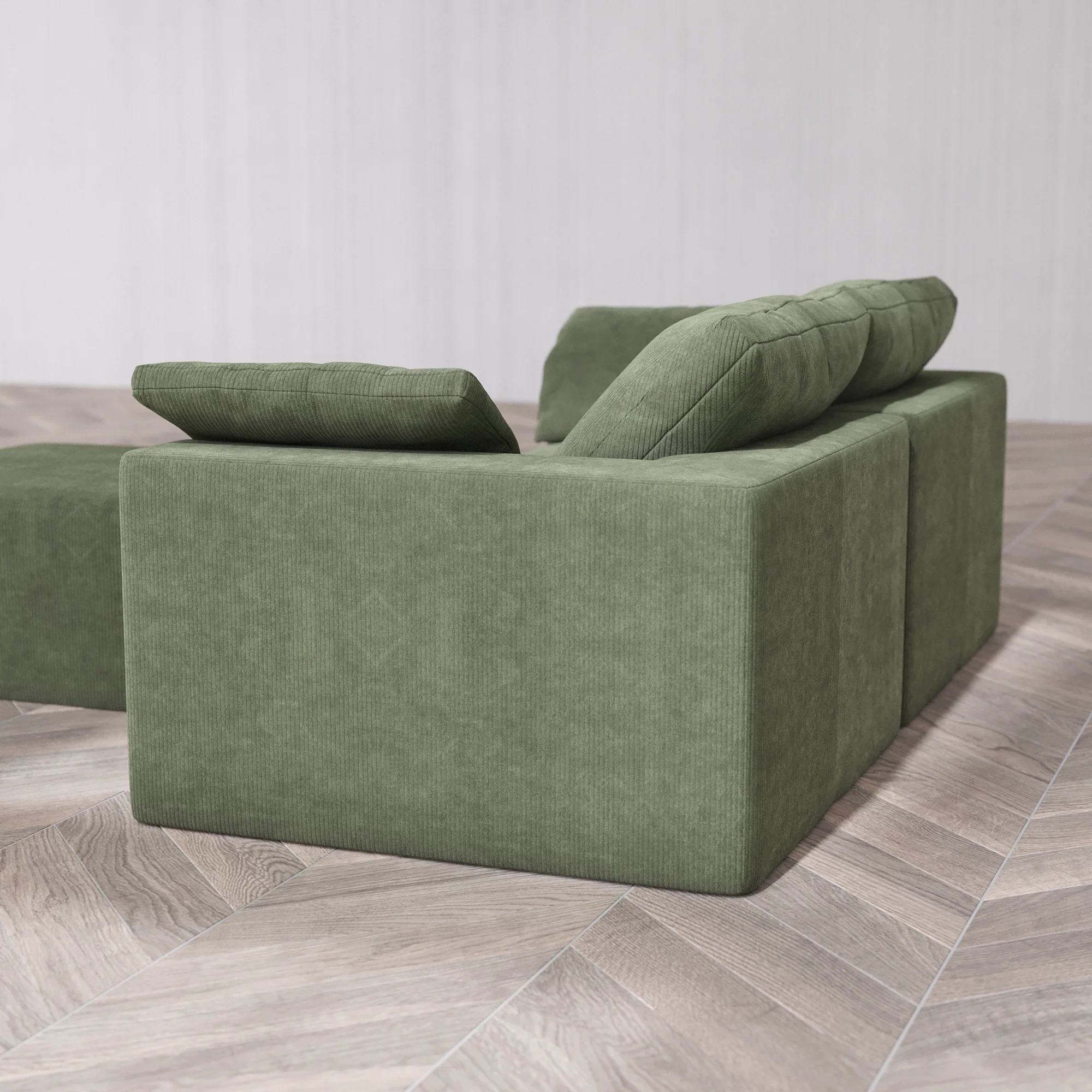 Slipcover Only - Modular Washable 2-Seater Cloud Sofa + Ottoman in Juniper - Image 5