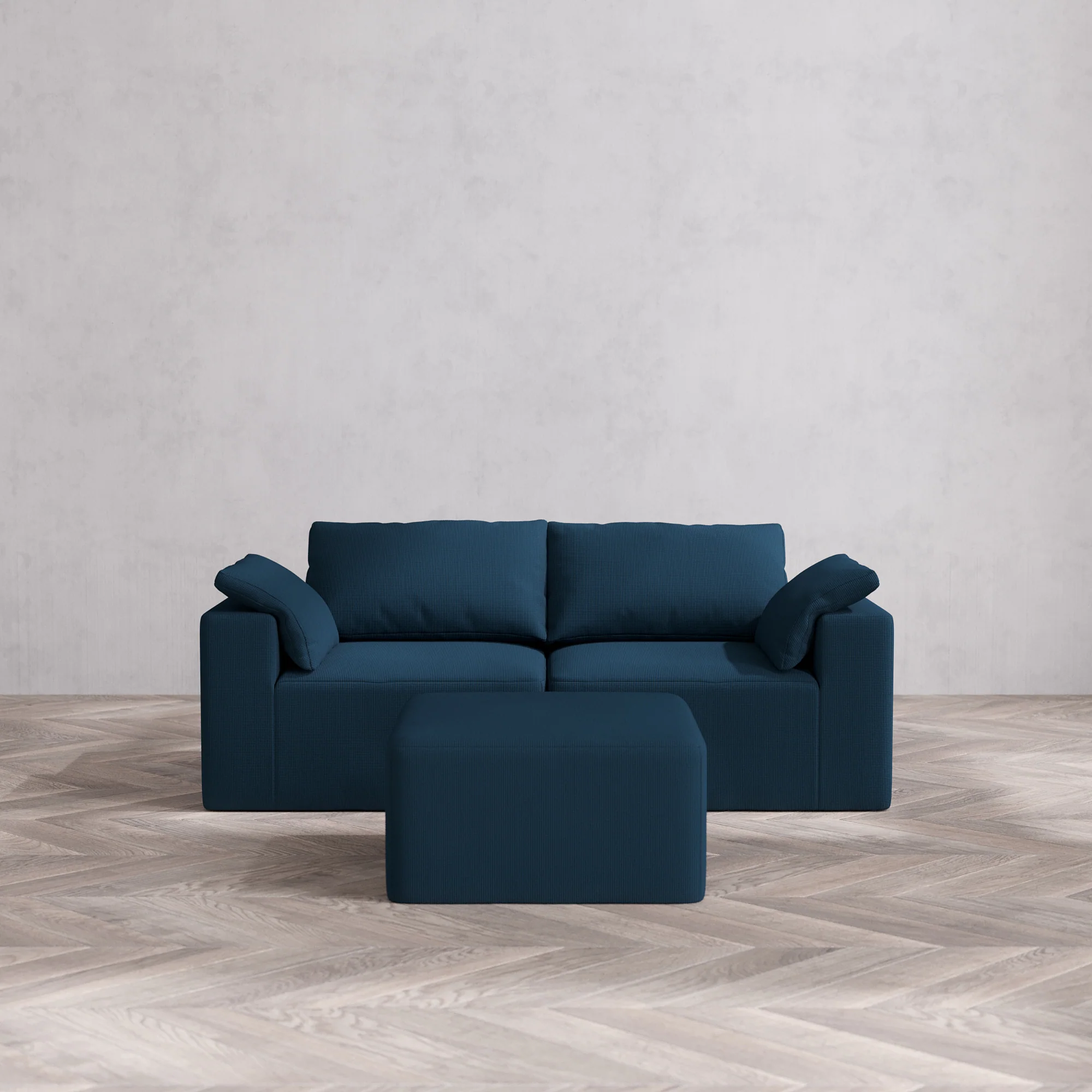 Slipcover Only - Modular Washable 2-Seater Cloud Sofa + Ottoman in Lazuli