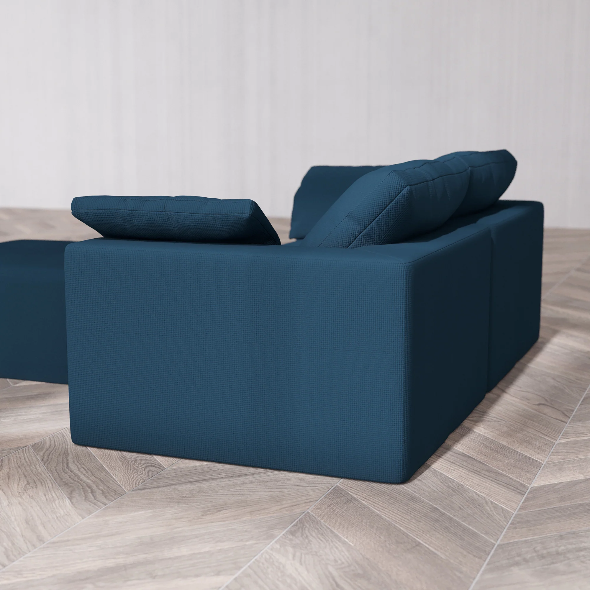 Slipcover Only - Modular Washable 2-Seater Cloud Sofa + Ottoman in Lazuli - Image 5