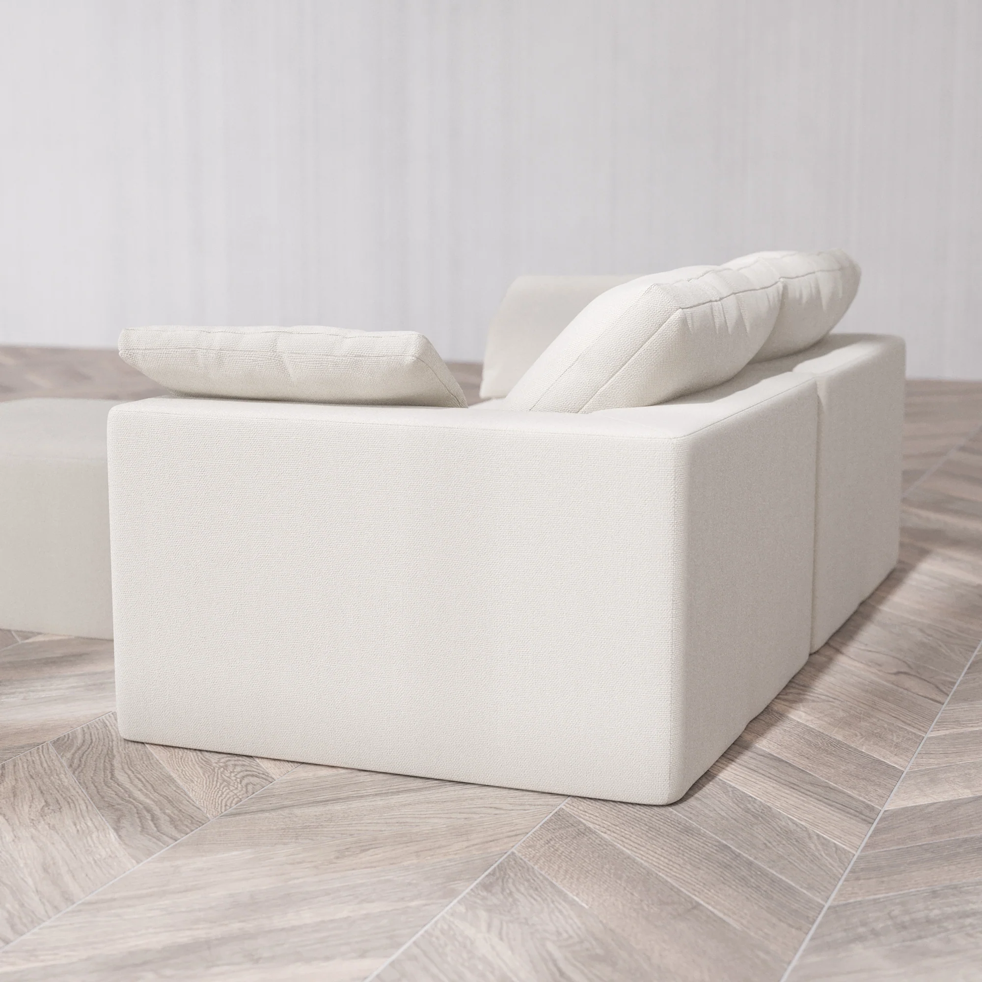 Slipcover Only - Modular Washable 2-Seater Cloud Sofa + Ottoman in Pearl - Image 5