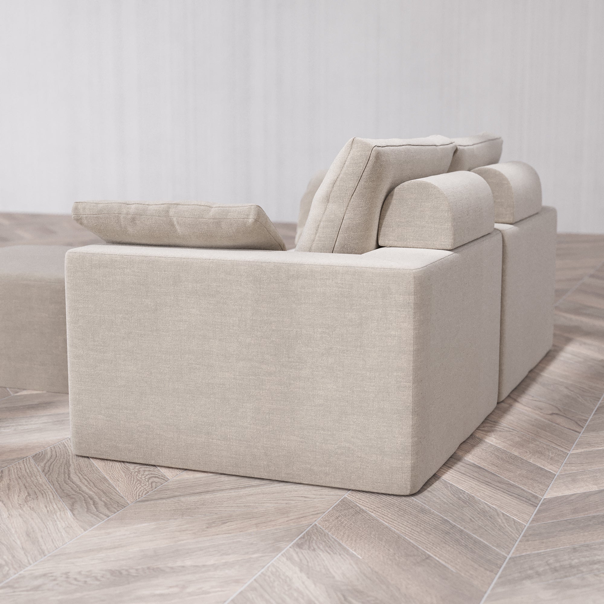 Slipcover Only - Modular Washable 2-Seater Cloud + Bolster Sofa + Ottoman in Caraway - Image 5