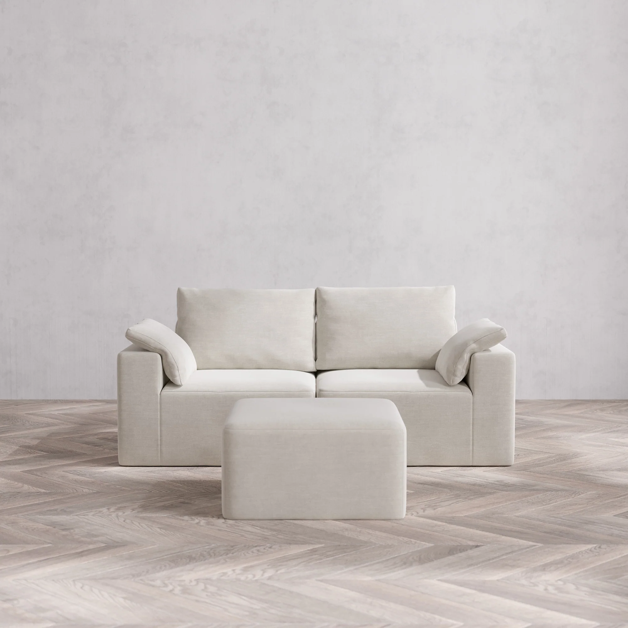 Slipcover Only - Modular Washable 2-Seater Cloud + Bolster Sofa + Ottoman in Cashew