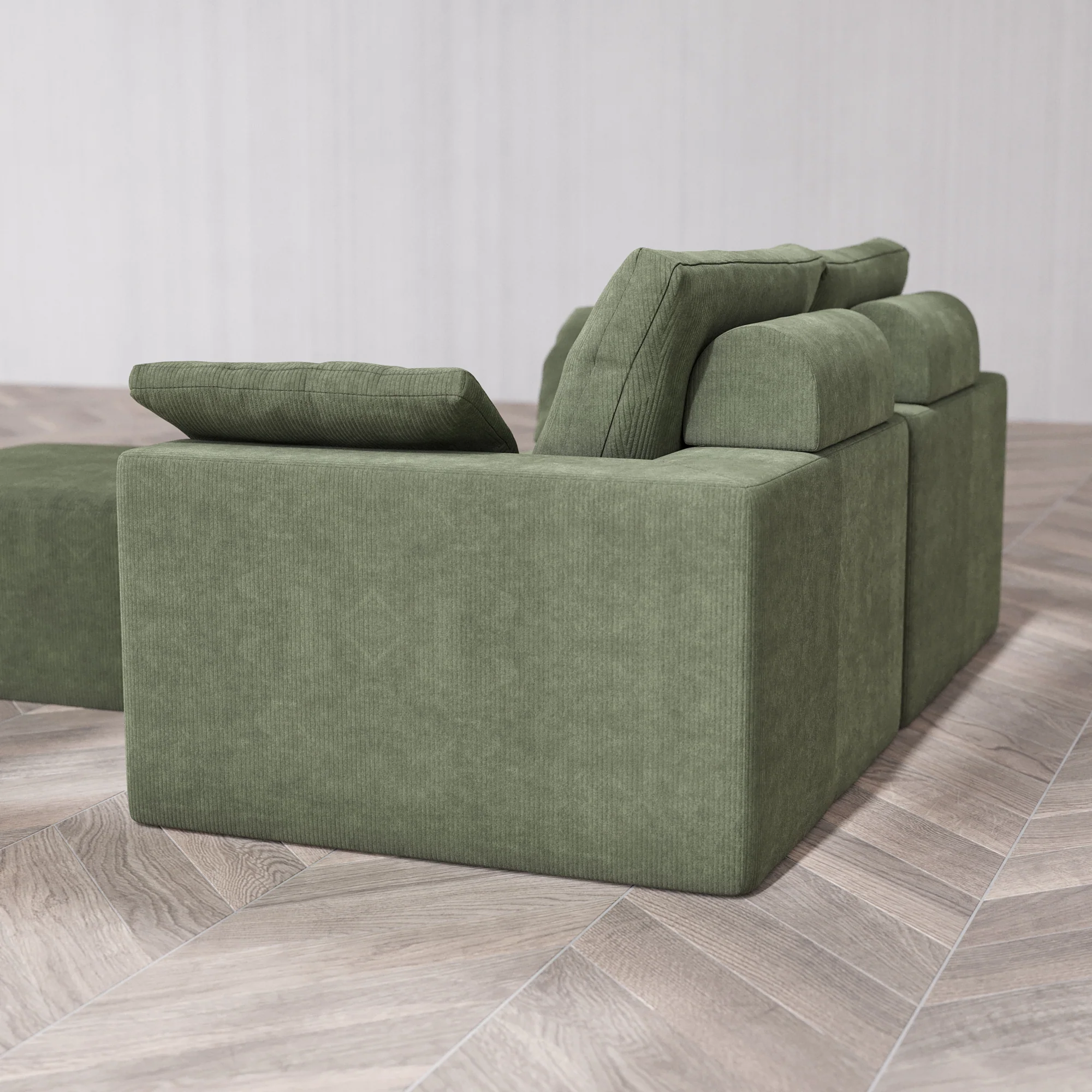 Slipcover Only - Modular Washable 2-Seater Cloud + Bolster Sofa + Ottoman in Juniper - Image 5