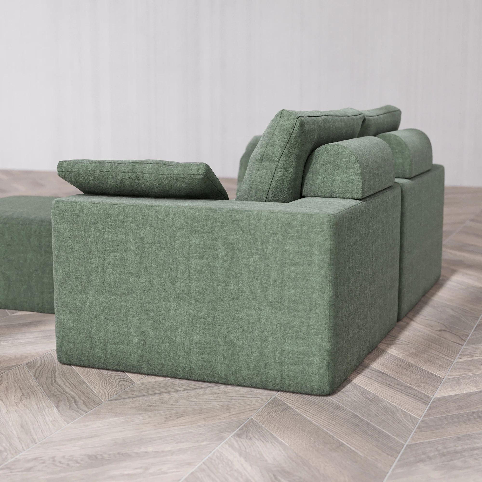 Slipcover Only - Modular Washable 2-Seater Cloud + Bolster Sofa + Ottoman in Sage - Image 5