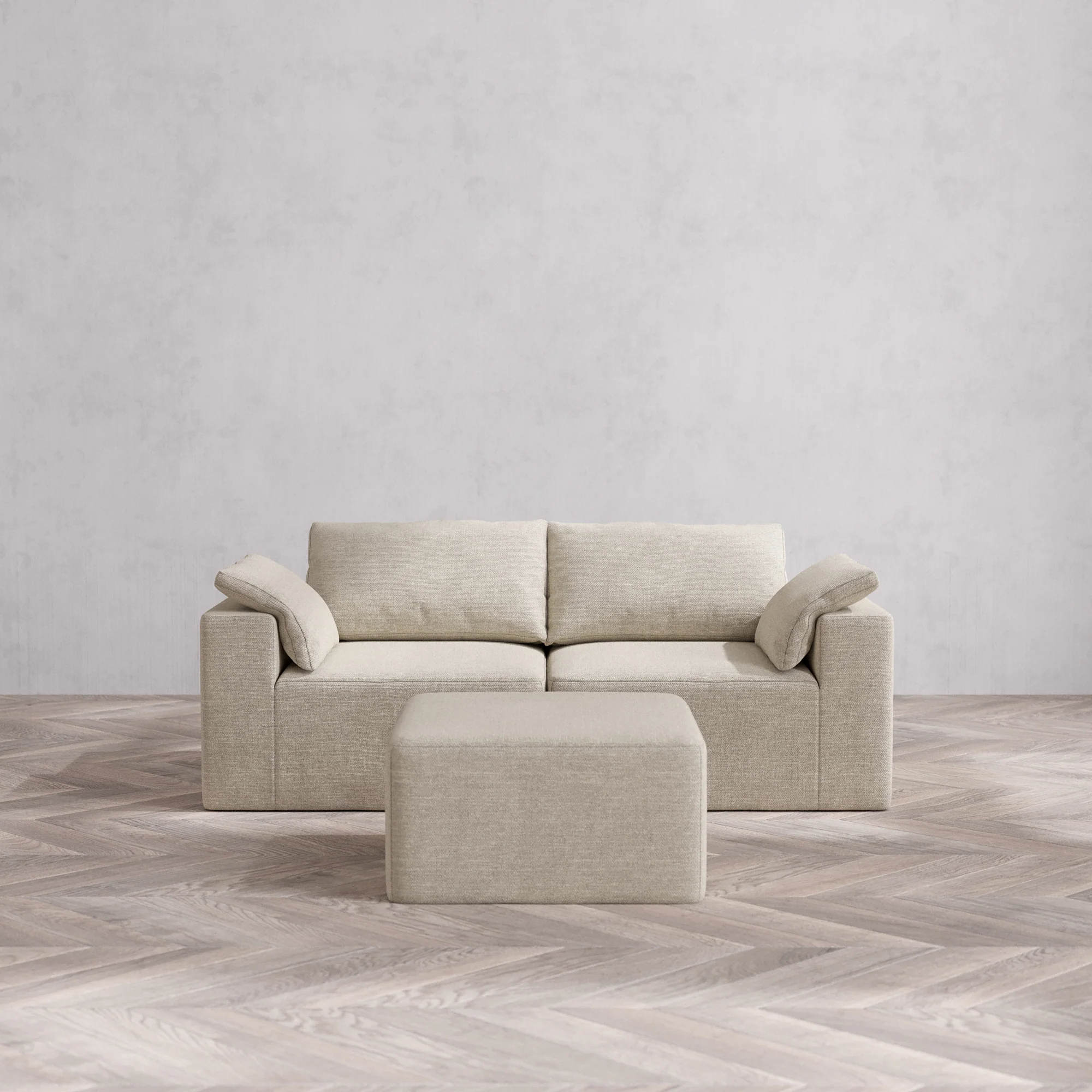Slipcover Only - Modular Washable 2-Seater Cloud Sofa + Ottoman in Sandstone