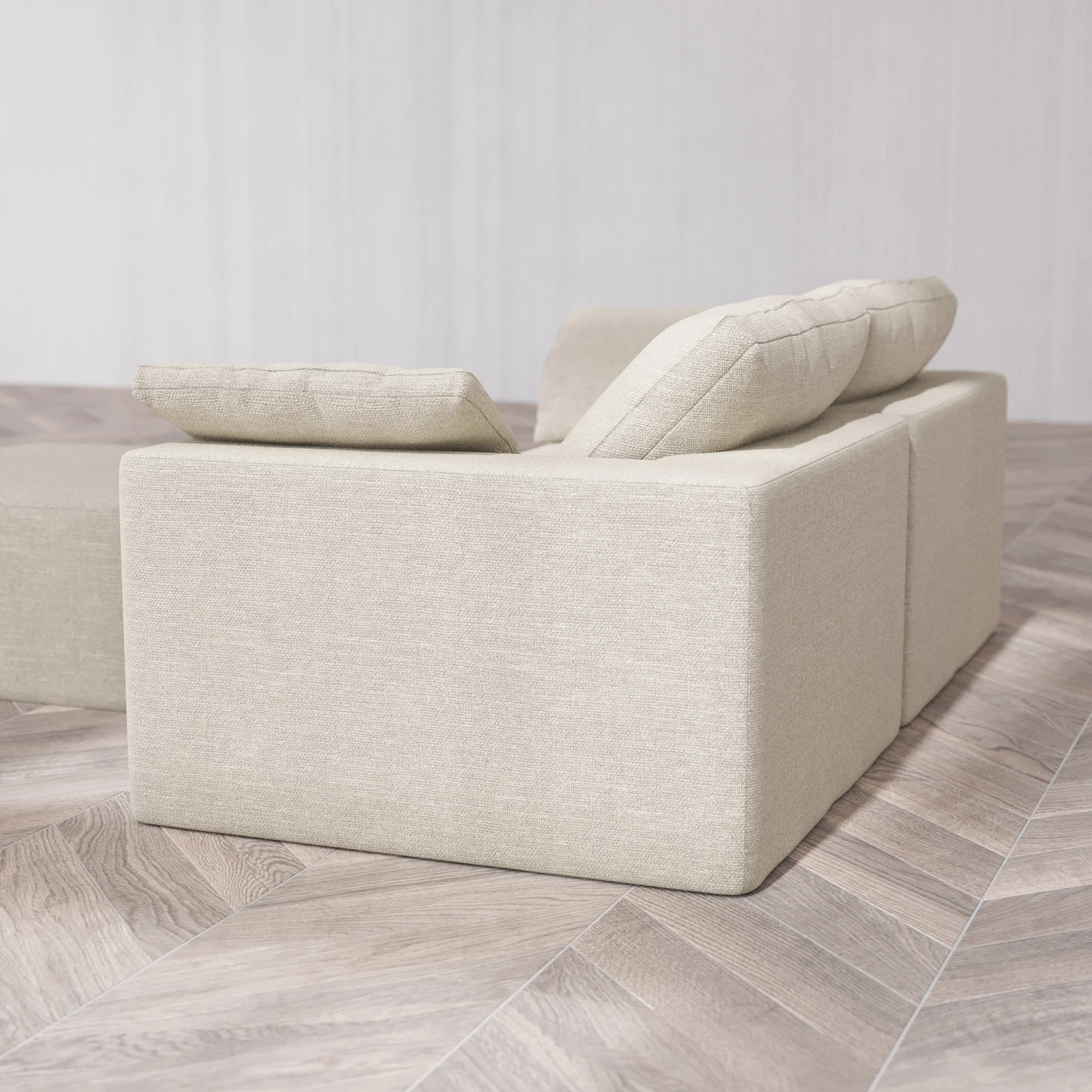 Slipcover Only - Modular Washable 2-Seater Cloud Sofa + Ottoman in Sandstone - Image 5