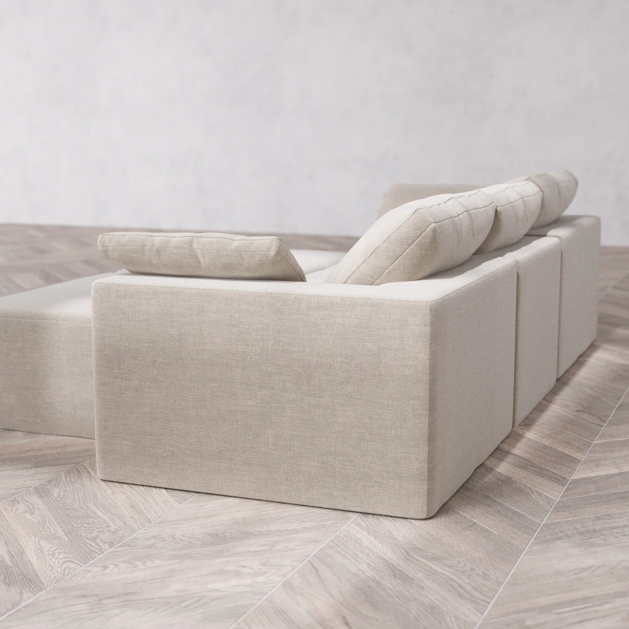 Slipcover Only - Modular Washable 3-Seater + Chaise Ottoman Bench Cloud Sofa in Caraway - Image 5