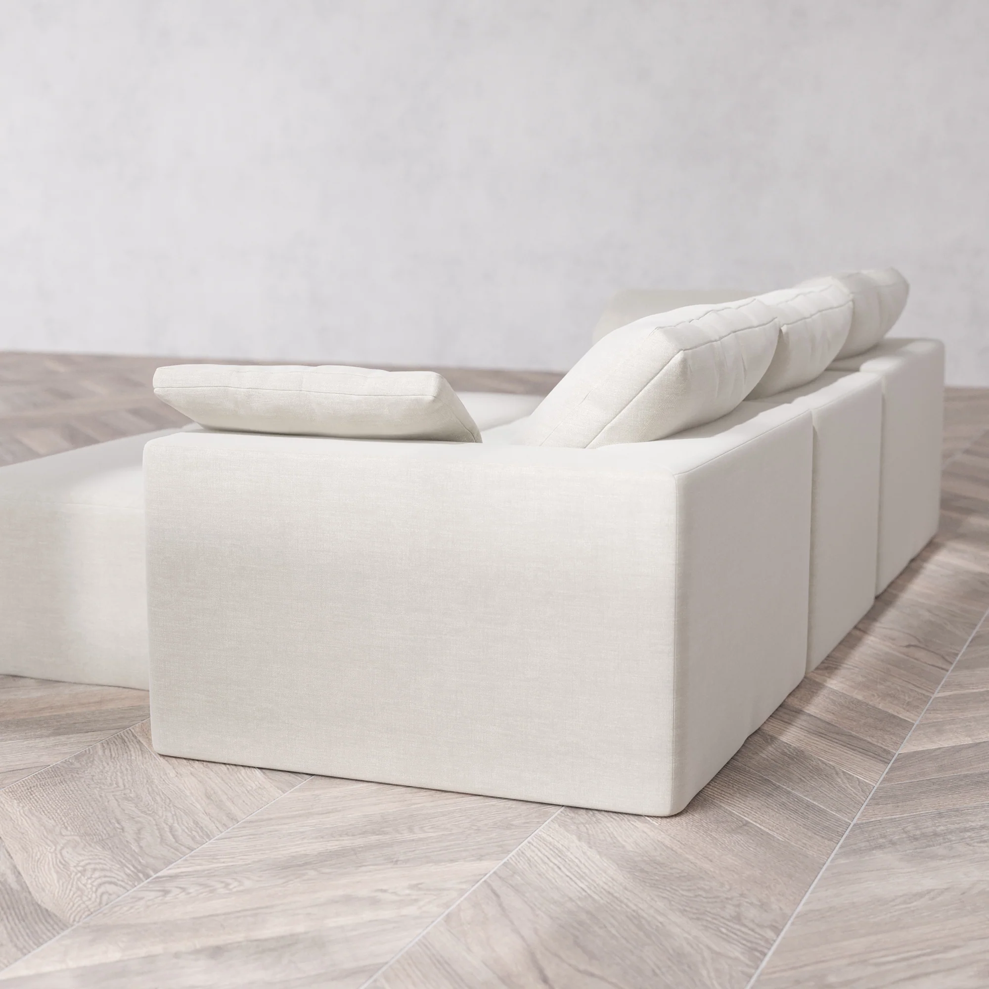 Slipcover Only - Modular Washable 3-Seater + Chaise Ottoman Bench Cloud Sofa in Cashew - Image 5