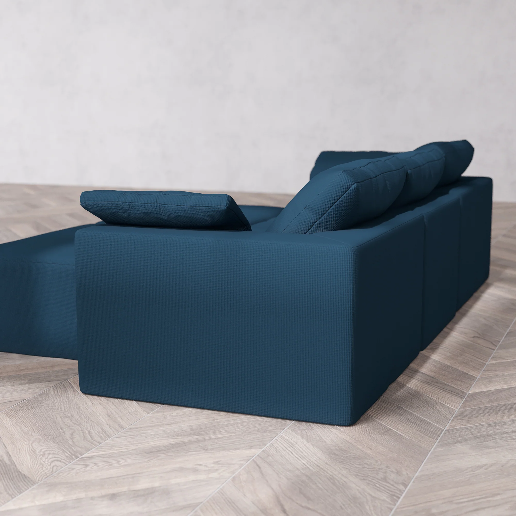Slipcover Only - Modular Washable 3-Seater + Chaise Ottoman Bench Cloud Sofa in Lazuli - Image 5