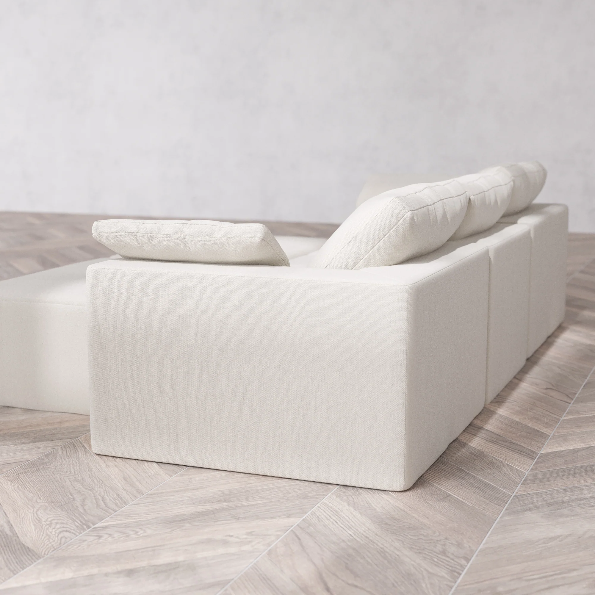 Slipcover Only - Modular Washable 3-Seater + Chaise Ottoman Bench Cloud Sofa in Pearl - Image 5