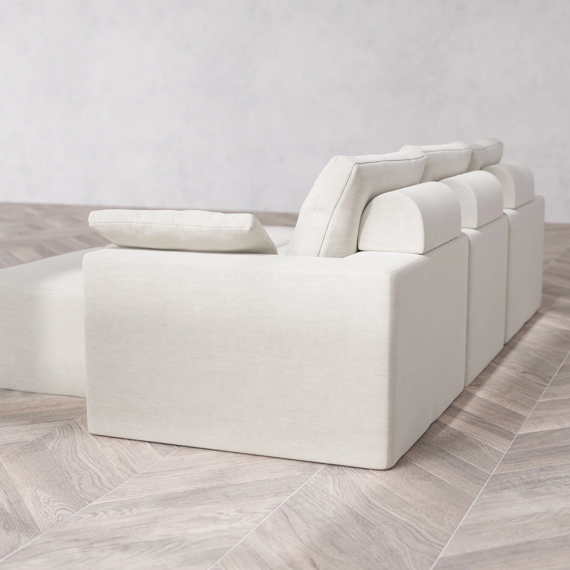 Slipcover Only - Modular Washable 3-Seater + Chaise Ottoman Bench Cloud + Bolster Sofa in Cashew - Image 5