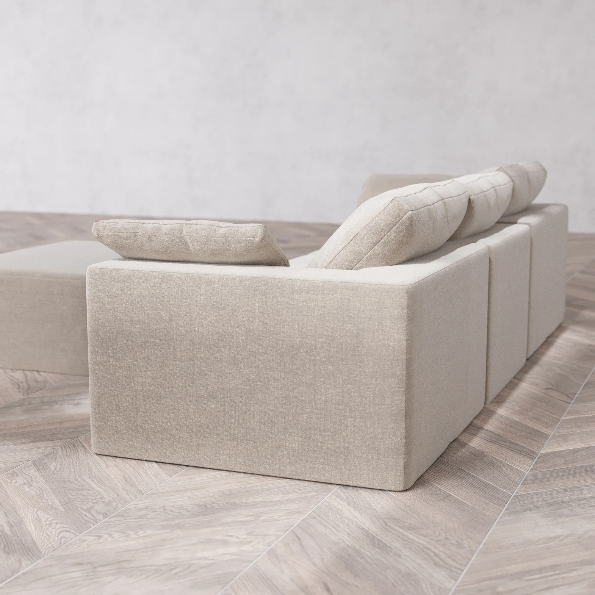 Slipcover Only - Modular Washable 3-Seater + Chaise Ottoman Cloud Sofa in Caraway - Image 5