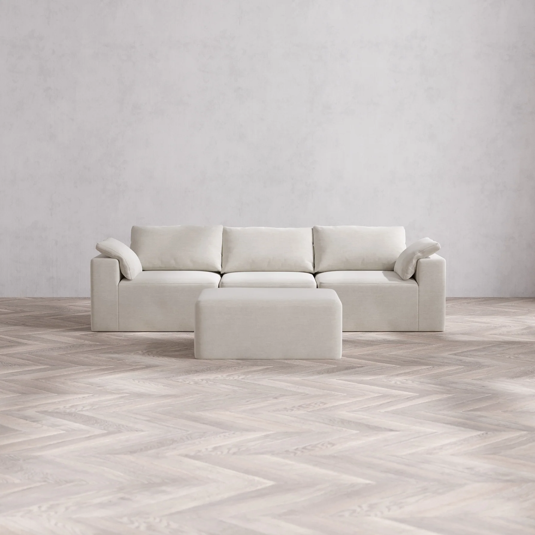Slipcover Only - Modular Washable 3-Seater + Chaise Ottoman Cloud Sofa in Cashew